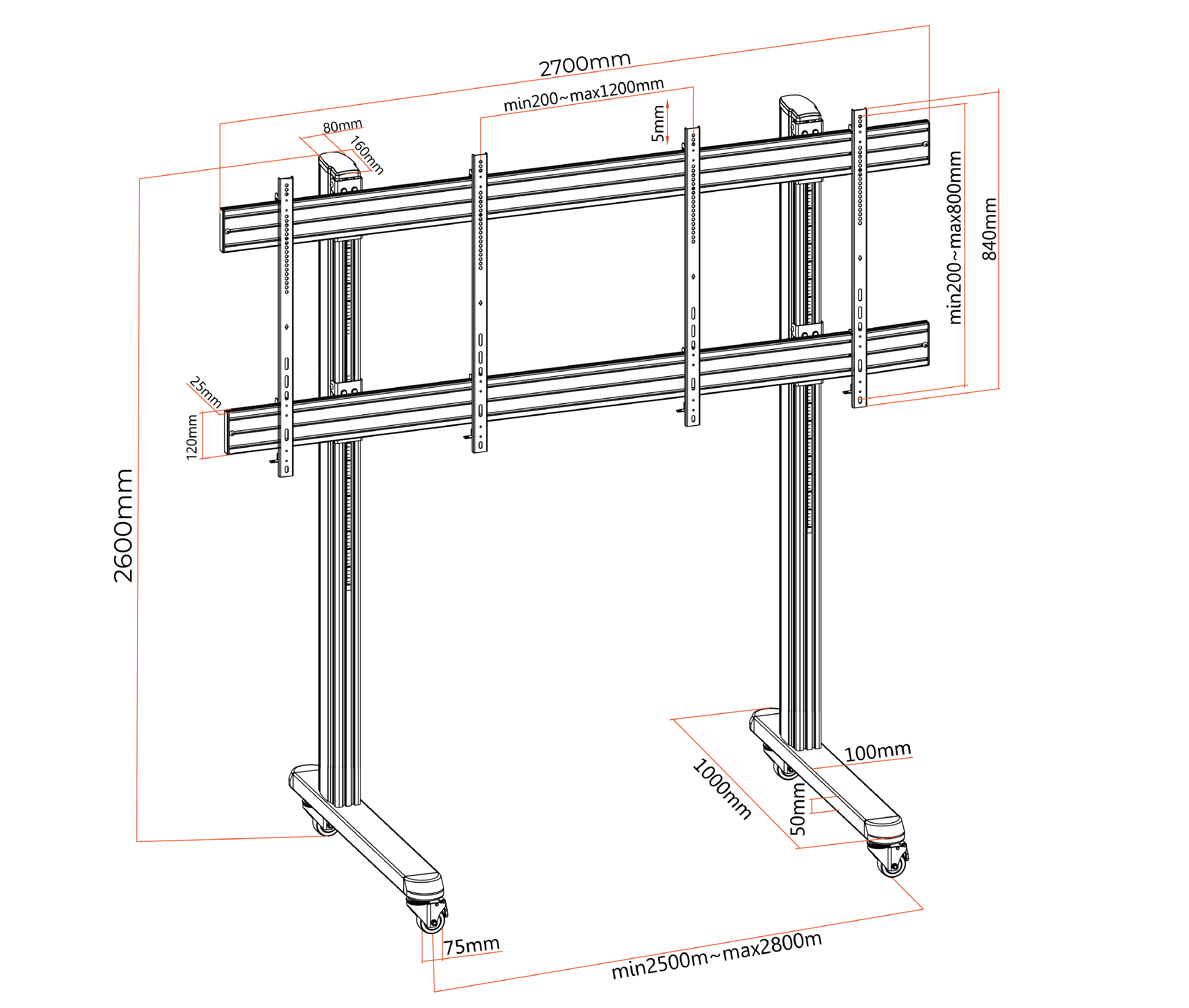 Pedestal con Ruedas para TV LG 136 Pulg / LAEC015-GN2 / Carga 150 kg