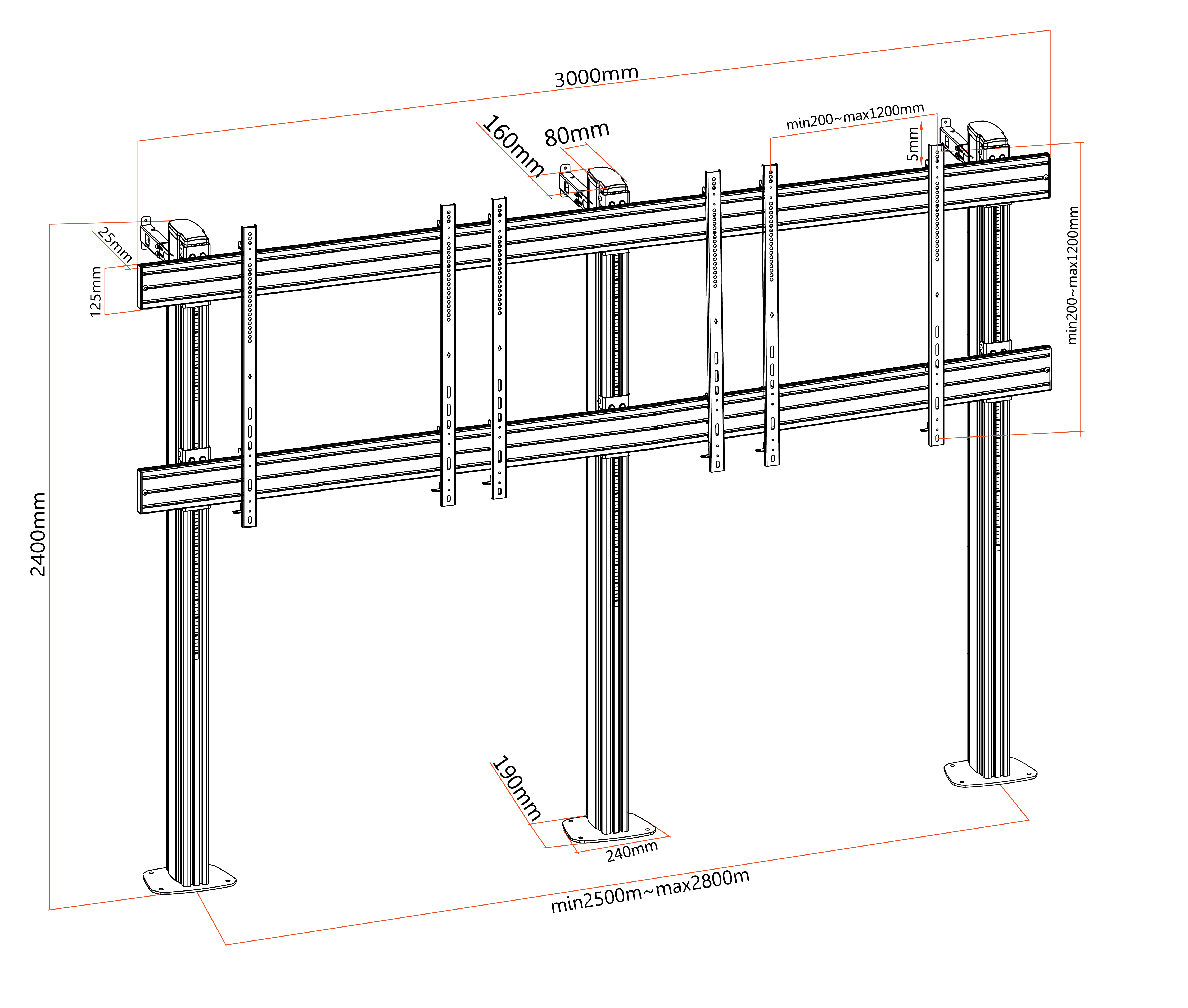 Pedestal con Base Atornillada para TV LG 163 Pulg / LAEC018-GN2 / Carga 200 kg