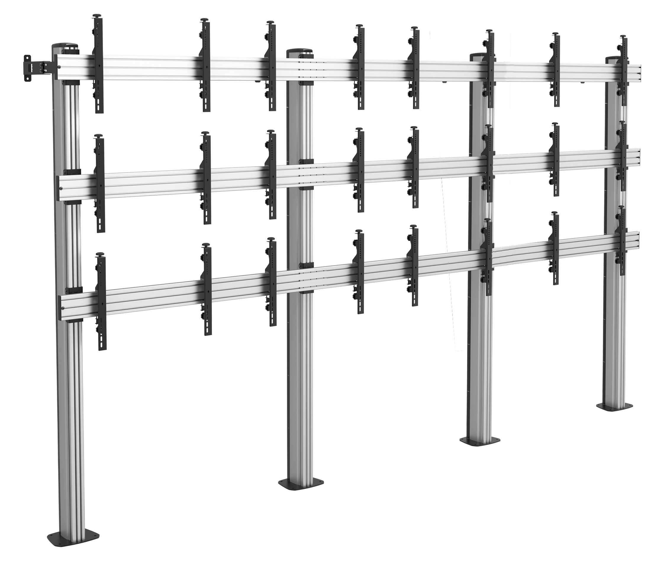 Pedestal Videowall con Base Atornillada para 12 Pantallas 55 Pulg / VESA Max 600x400mm