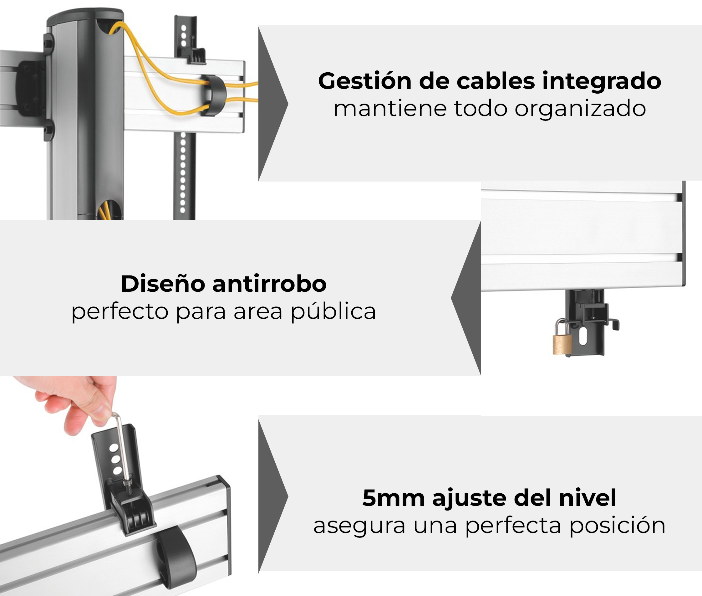 Pedestal con Base Atornillada TV LG 110 Pulg / 110UM5J-B / 110UM5K-B / VESA Max 1700x800mm / Carga 150 kg