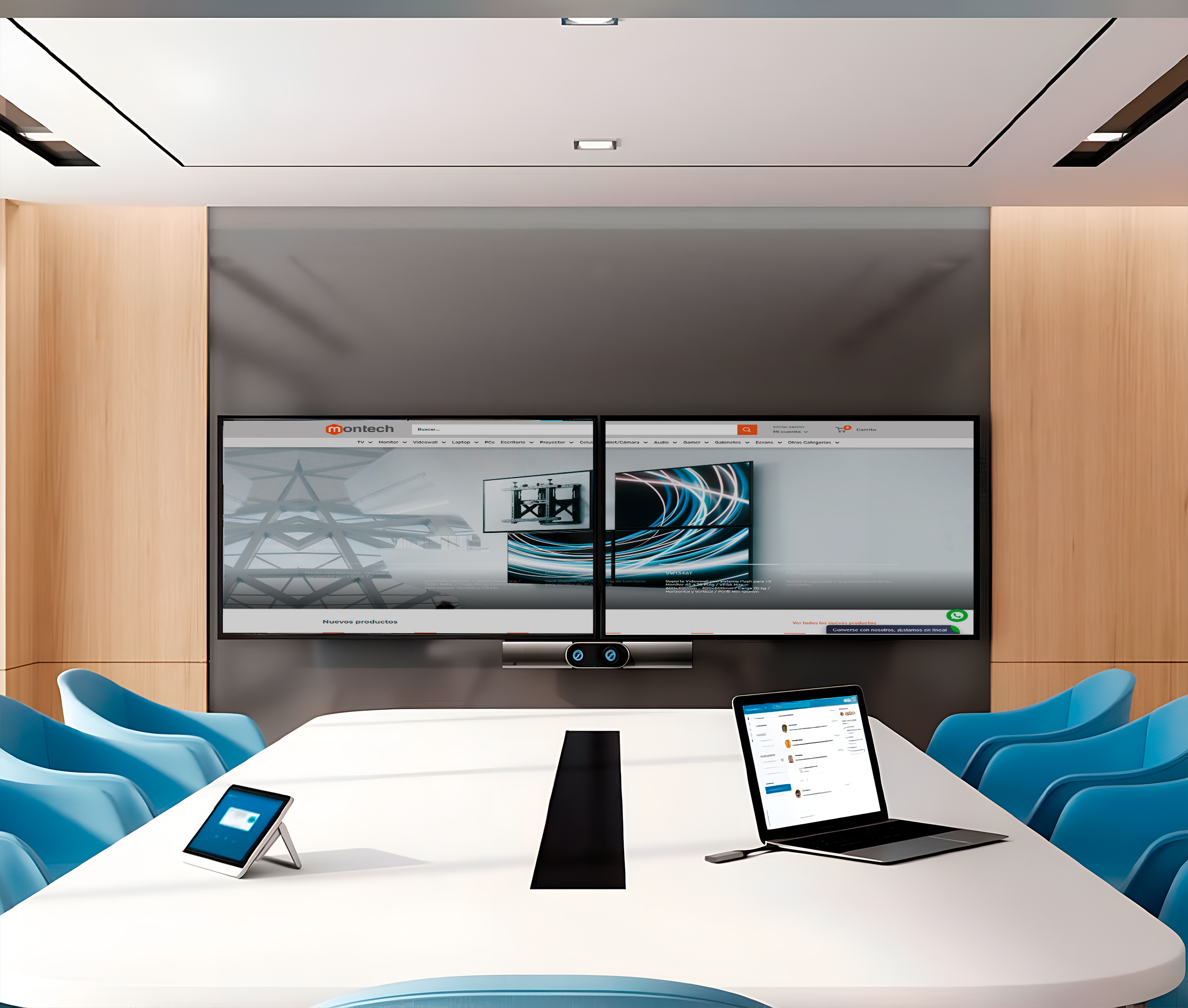 Rack Fijo Videowall 1x2 doble TV 49 a 55 Pulg / 200 cm / VESA Max 600x400mm