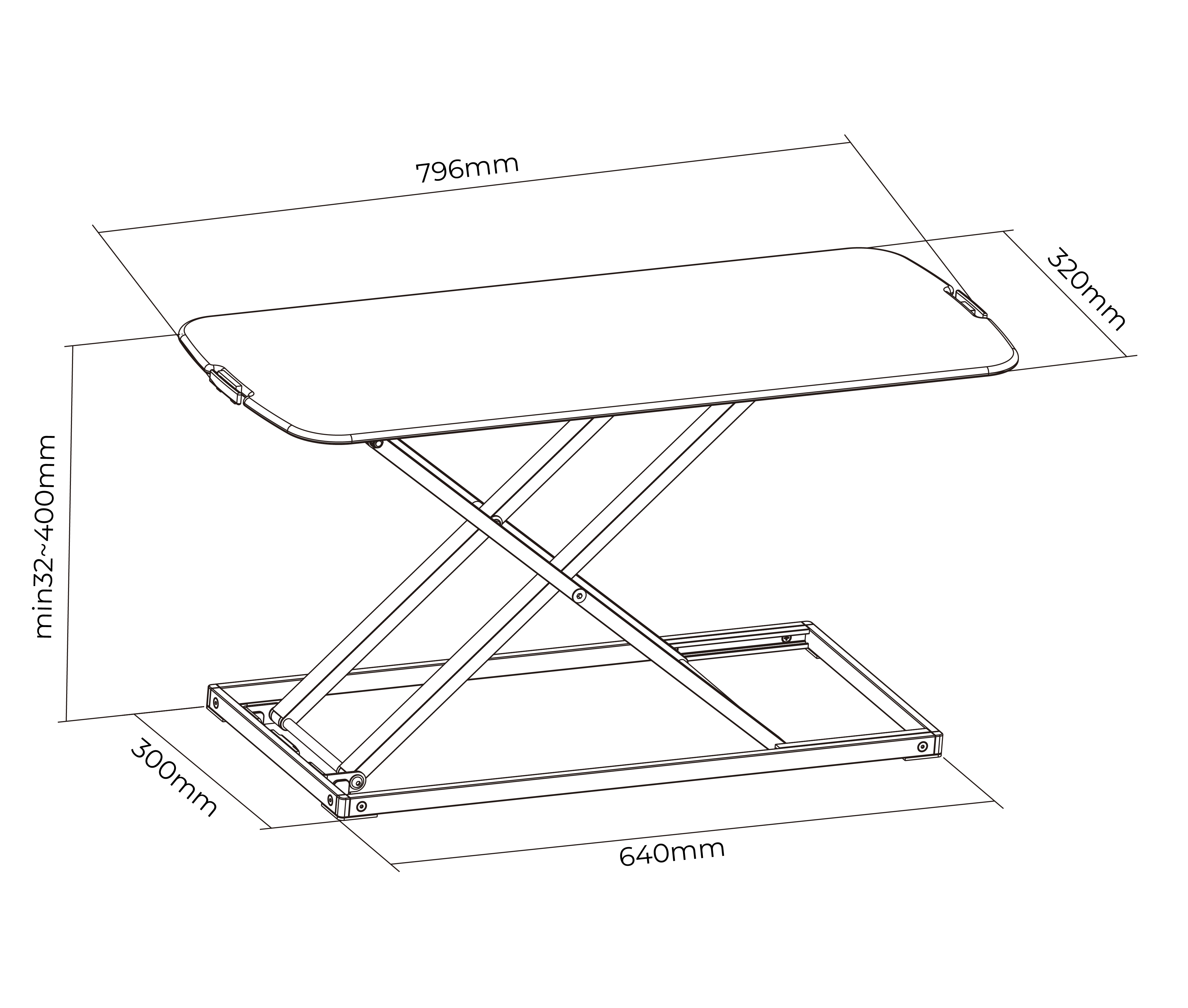 Escritorio Sobremesa con Altura Regulable para Laptop / Trabaje Parado o Sentado / Medida 80x32 cm