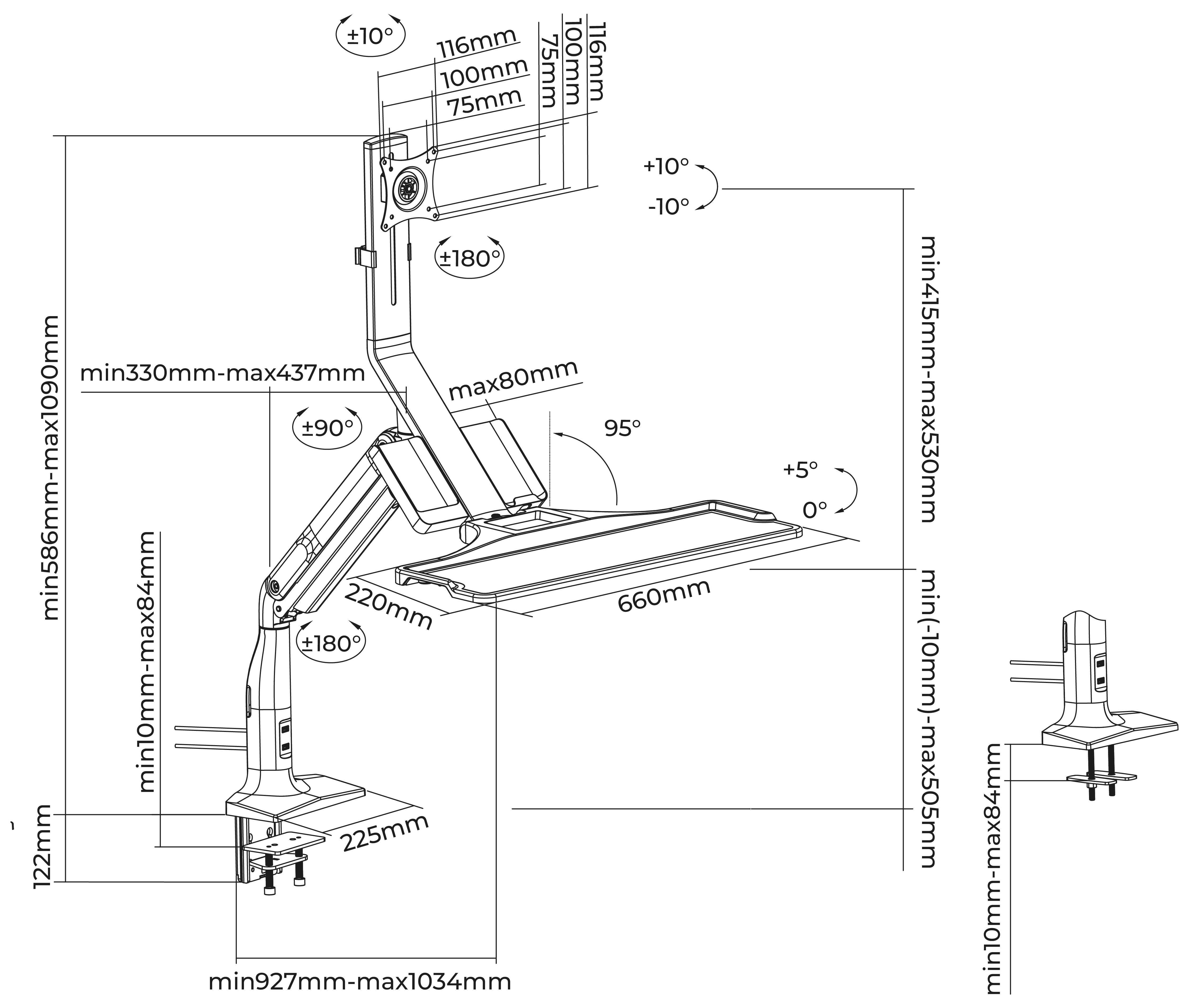 Rack Soporte con Teclado de Escritorio para Monitor 17 a 32 Pulg / Trabaje parado o sentado