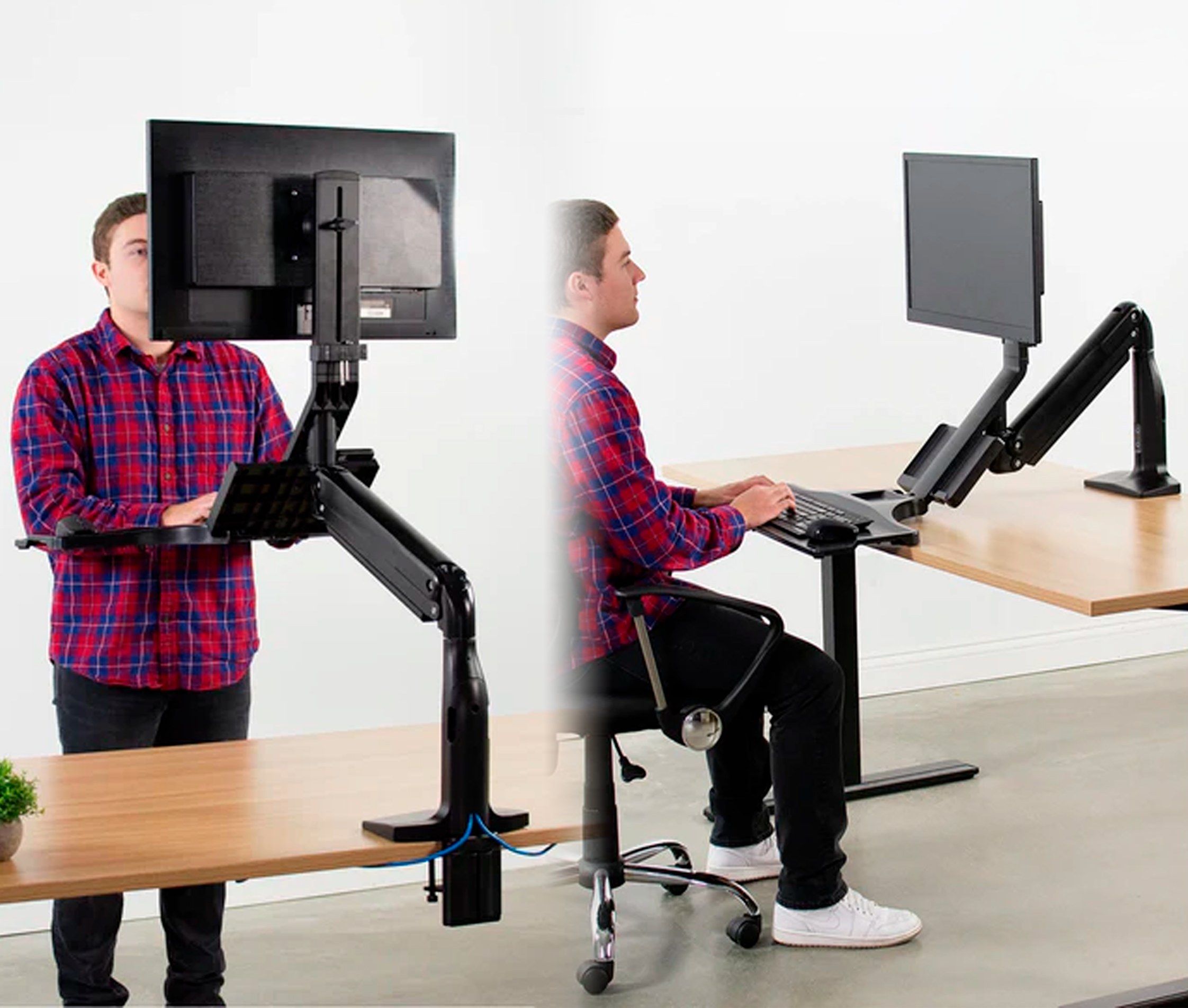 Rack Soporte con Teclado de Escritorio para Monitor 17 a 32 Pulg / Trabaje parado o sentado