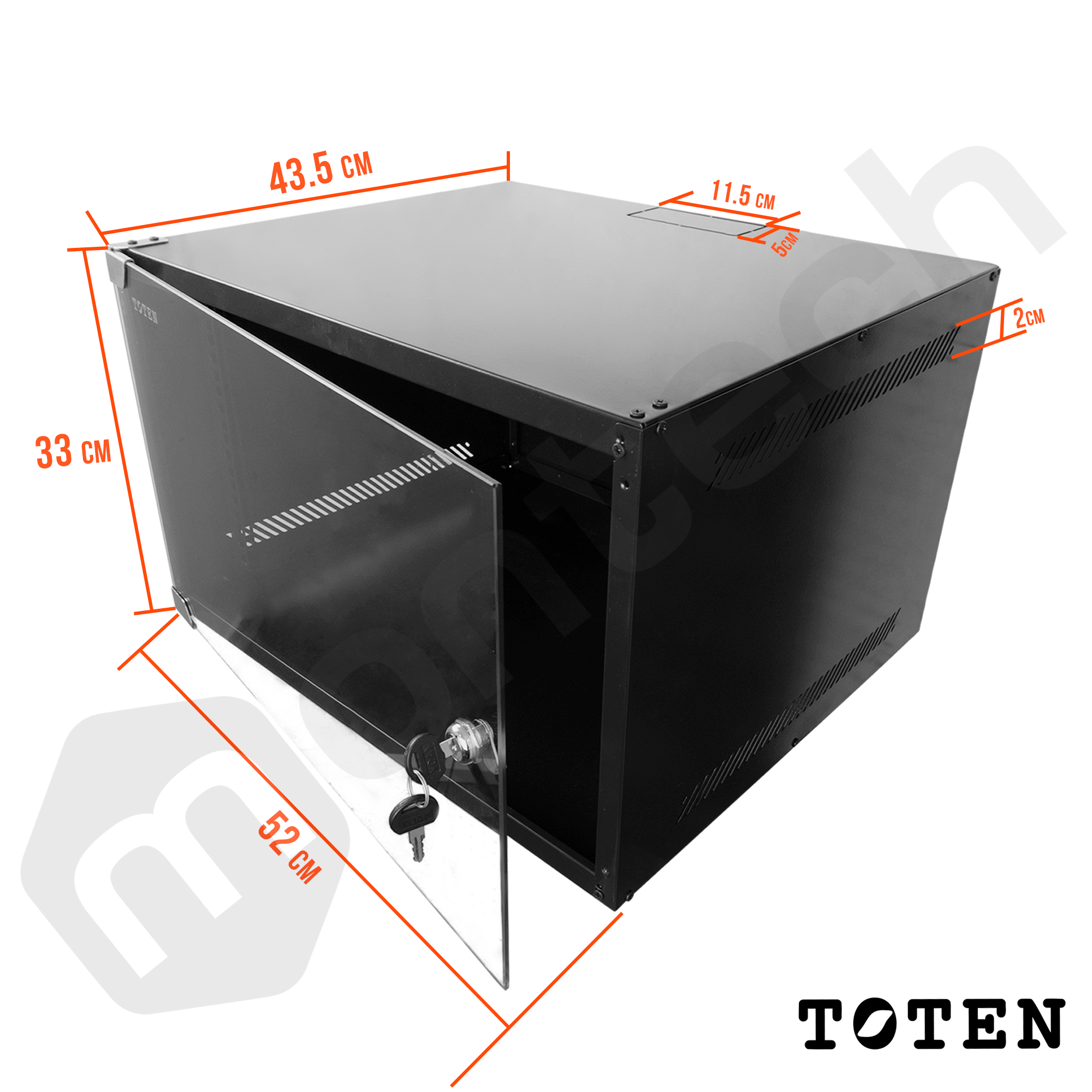 Gabinete de Pared para Servidores / 6RU / 52x43.5x33 cm (Largo, ancho y alto)
