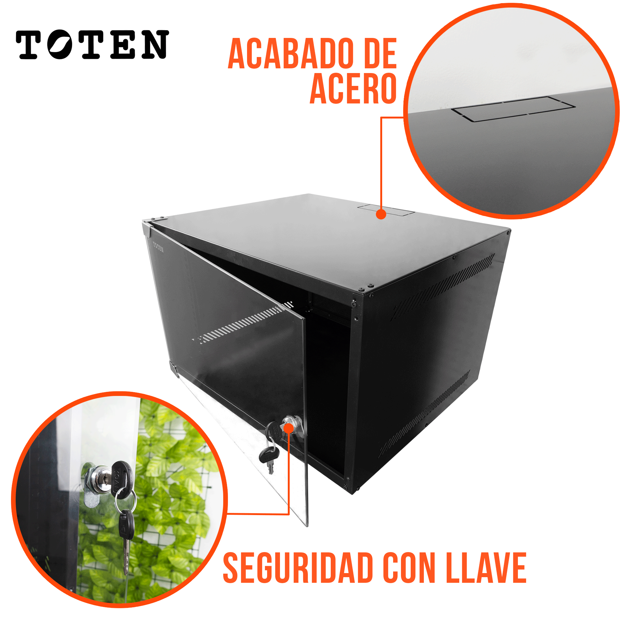 Gabinete de Pared para Servidores / 6RU / 52x43.5x33 cm (Largo, ancho y alto)