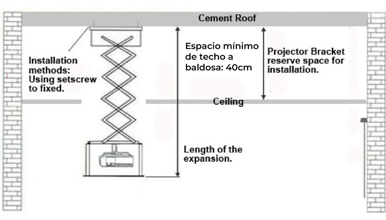 Rack Soporte Eléctrico para Proyector - Carga 10 kg / Altura Max 100cm