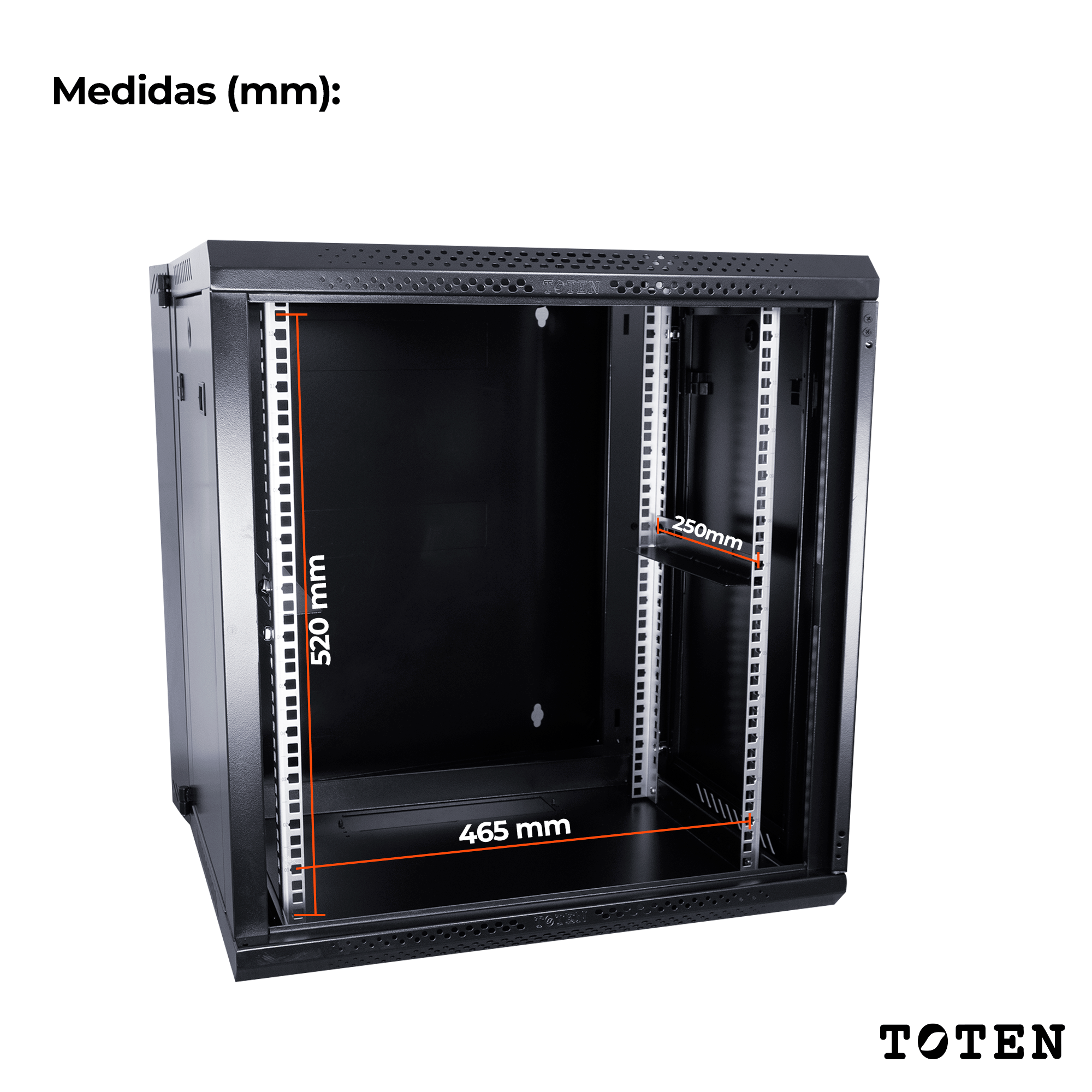 Gabinete Pivotable Abatible de Pared para Servidores / 12 RU / 60x54x64 cm (Largo, ancho y altura)