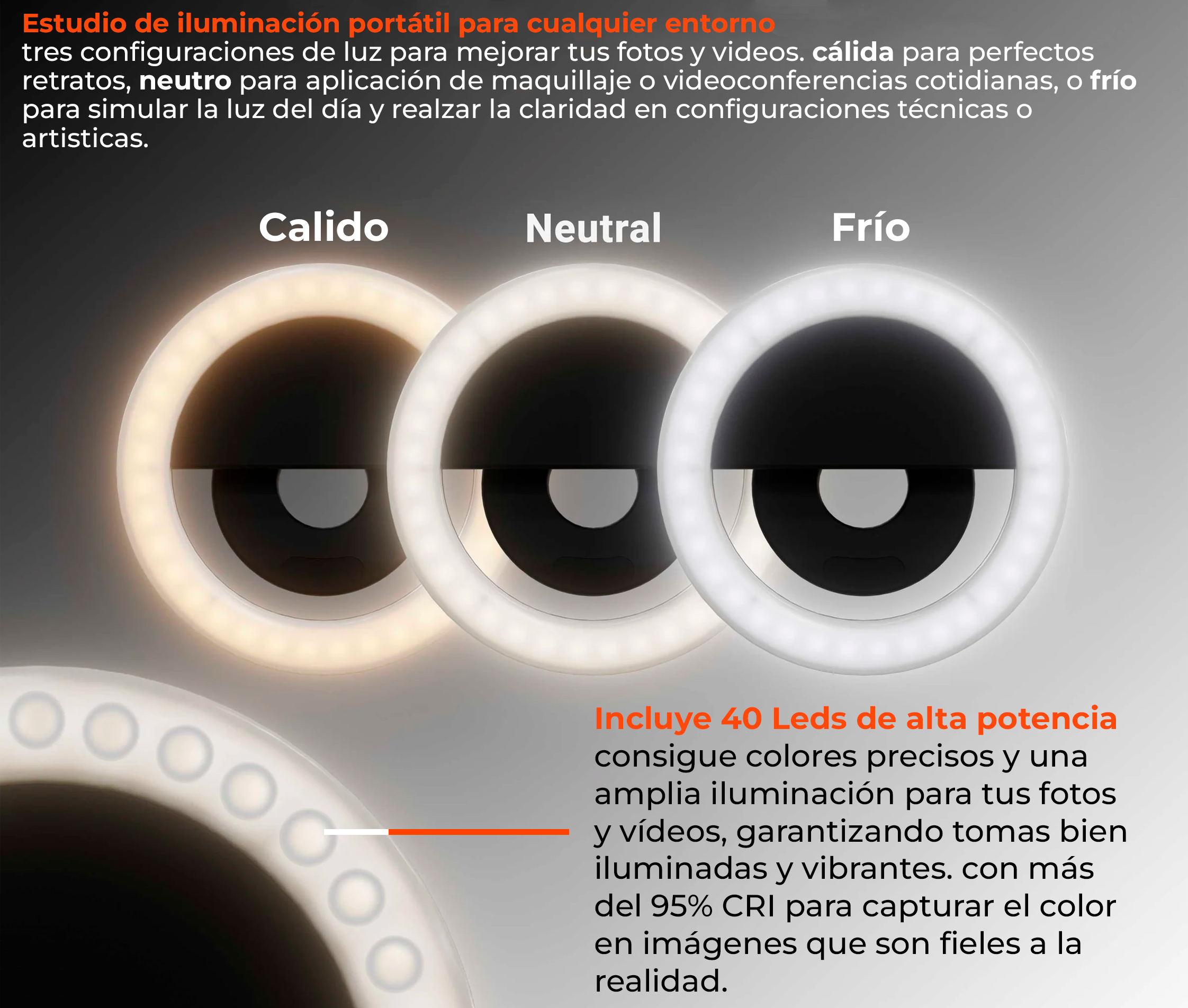 Soporte de escritorio con Base para Tablet 7 a 18 pulg y Celulares o Pico Mini Proyector / incluye Aro de luz Led/ Ideal para transmisión en vivo