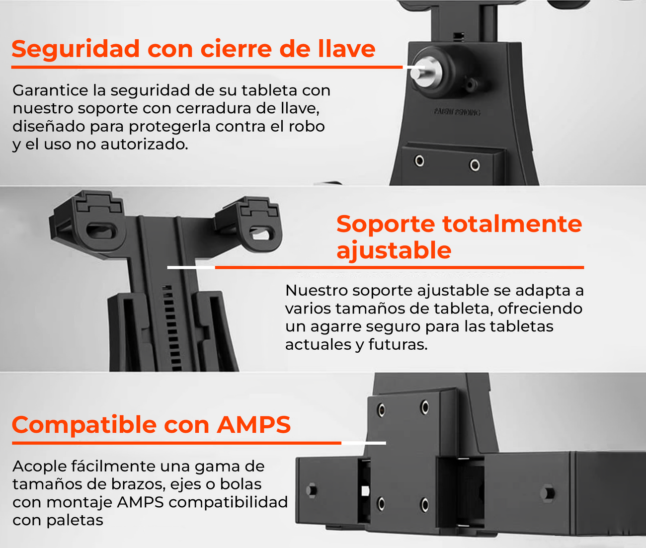 Soporte con Bloqueo para Tablets 7 a 10 Pulg / Montaje en Reposacabezas de Auto