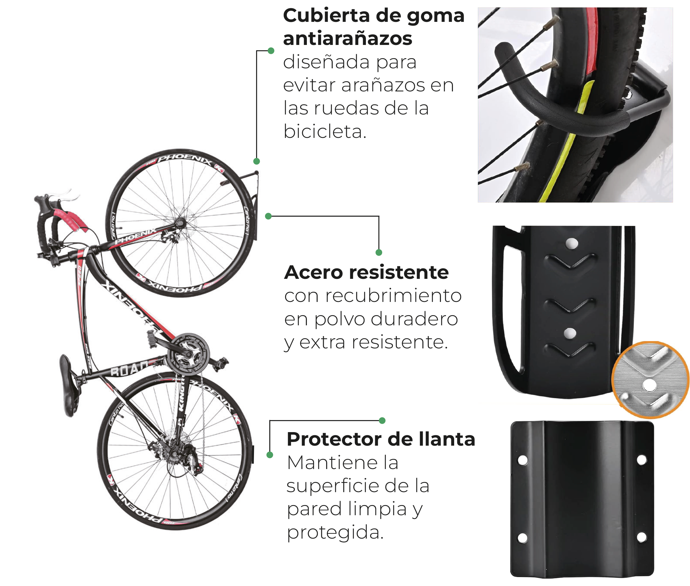 Rack Pesado Tipo Gancho Para Fijar Bicicleta En Pared