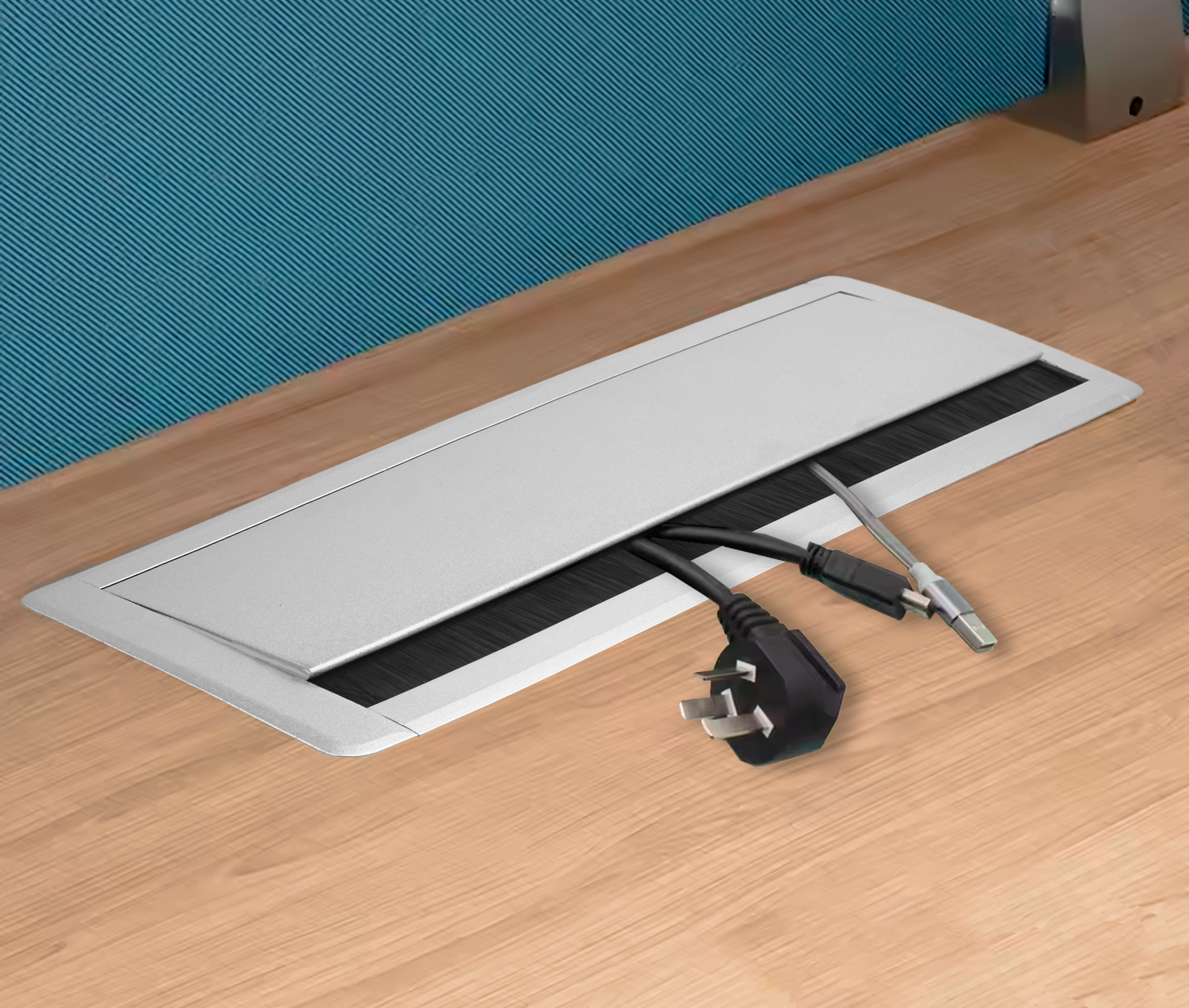 Tapa Pasacables de Aluminio con Cierre Lento (Largo 40 x Anch 12.7 cm)