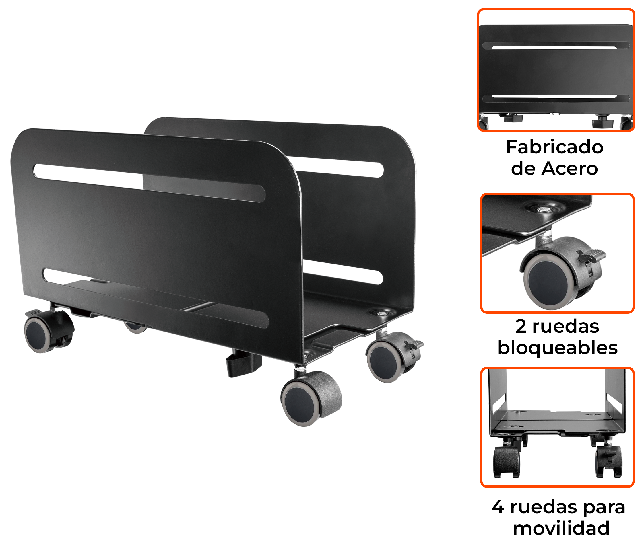 Base con ruedas para case CPU / PC Standard / Ancho regulable 11.9~20.9cm