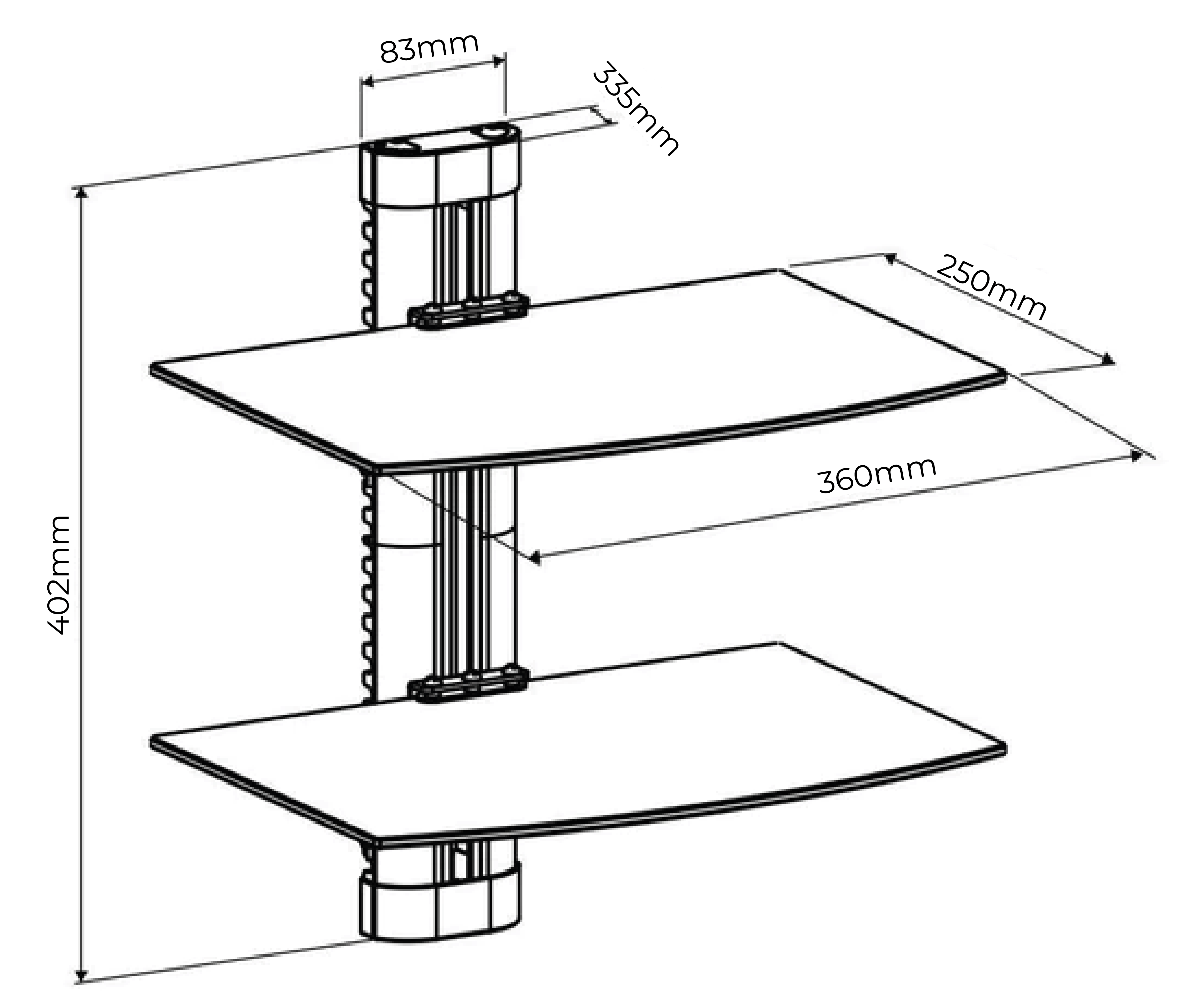 Repisa 2 Niveles vidrio Para Bluray, Deco o Router