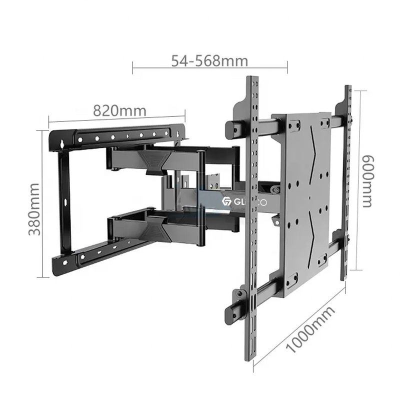 Rack Giratorio con doble brazo articulado TV interactiva 65 a 140 Pulg / Carga 140 kg / VESA Max 1000x600mm