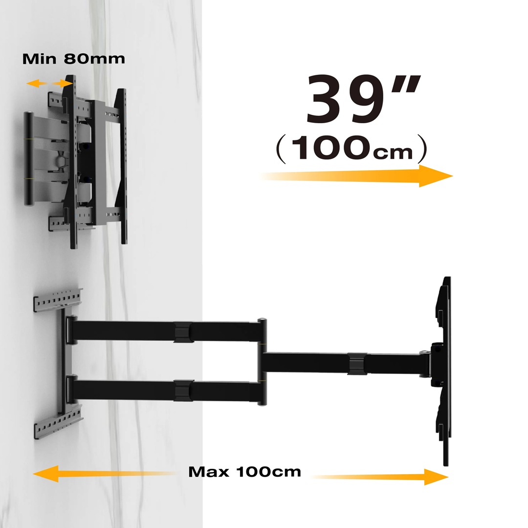 Rack Giratorio TV 32 a 75 Pulg / VESA Max 60x40cm / Carga 45 kg / Brazo extendido 100 cm