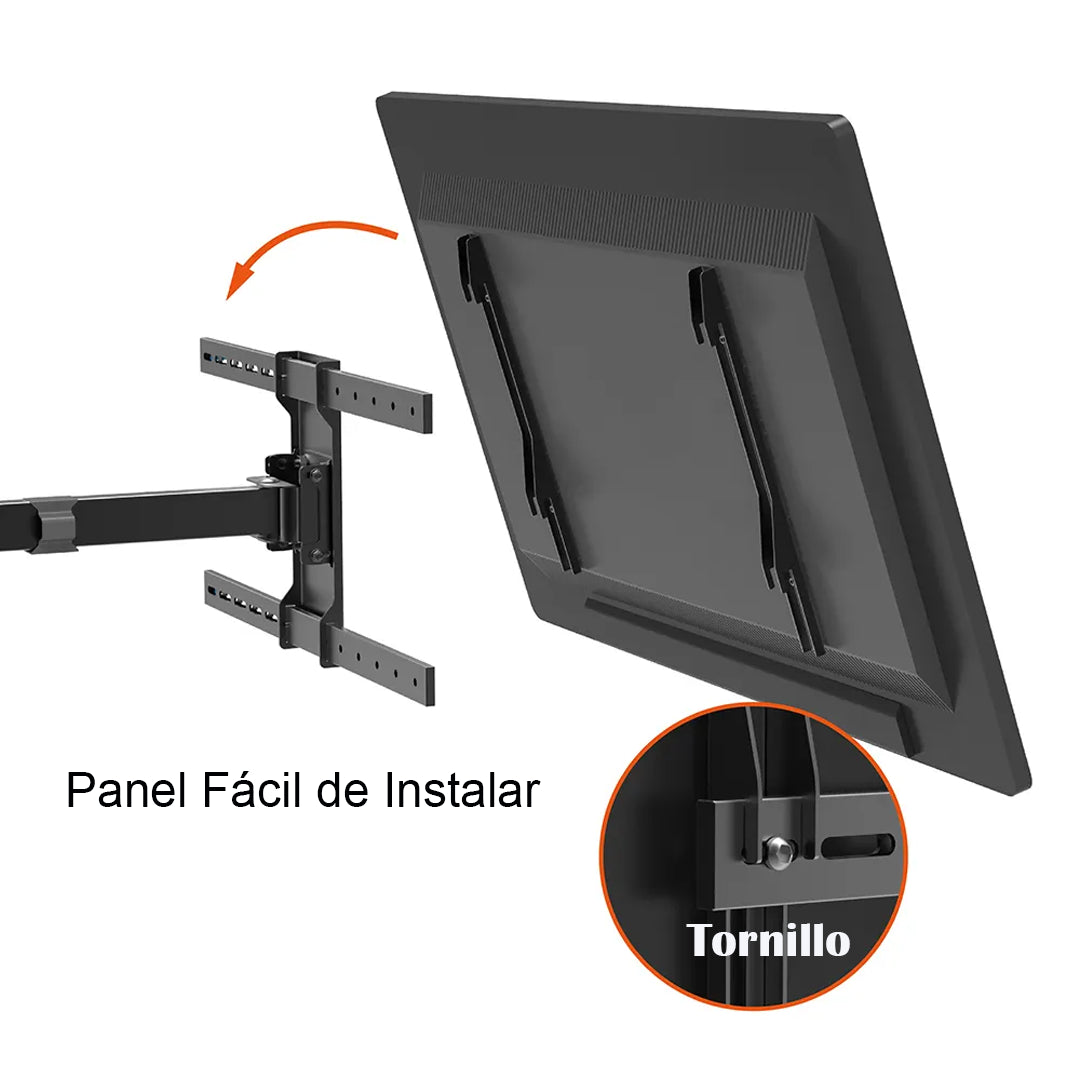 Rack Giratorio TV 32 a 75 Pulg / VESA Max 60x40cm / Carga 45 kg / Brazo extendido 100 cm