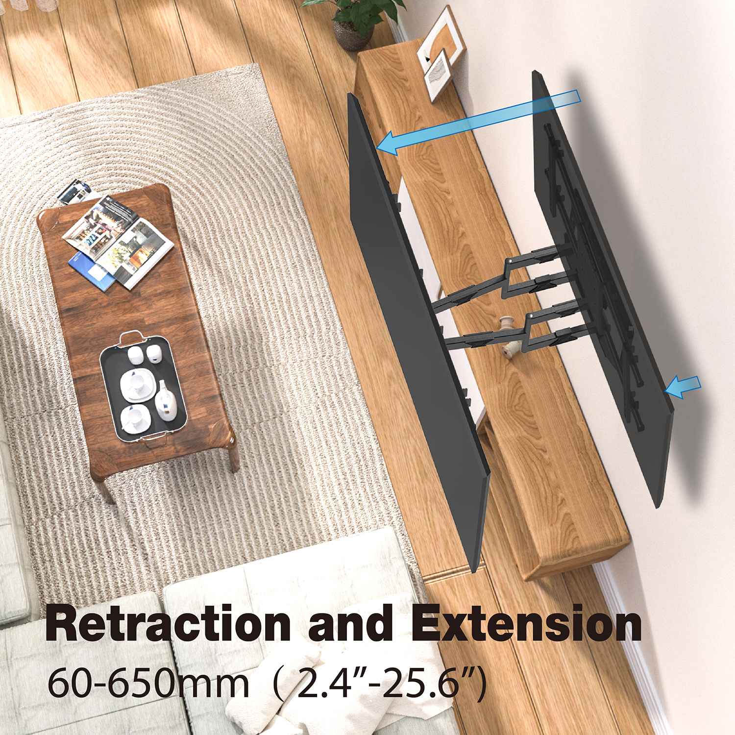 Rack Giratorio con Doble Brazo Articulado para TV 65 a 100 Pulg / VESA max 900x600mm / Carga 75 kg