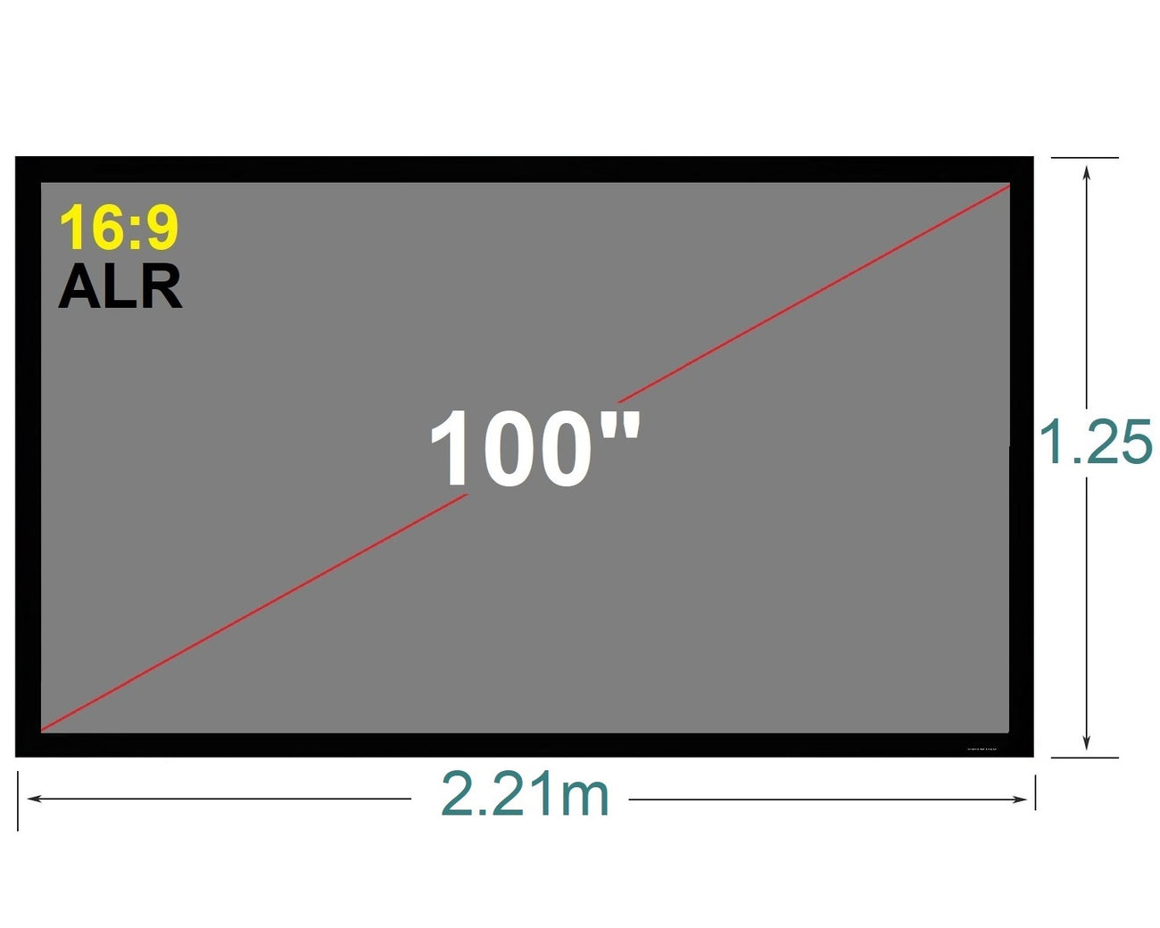 Ecran Gris con Marco de Aluminio 100 Pulg (16:9) 2.21x1.25 m / ALR