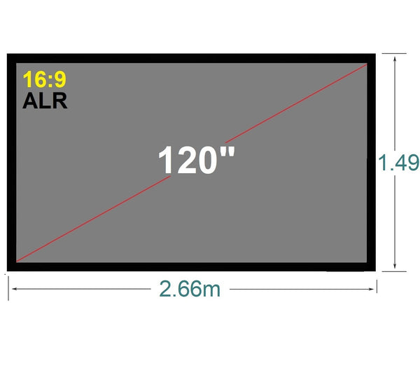 Ecran Gris con Marco de Aluminio 120 Pulg (16:9) 2.66x1.49 m / ALR