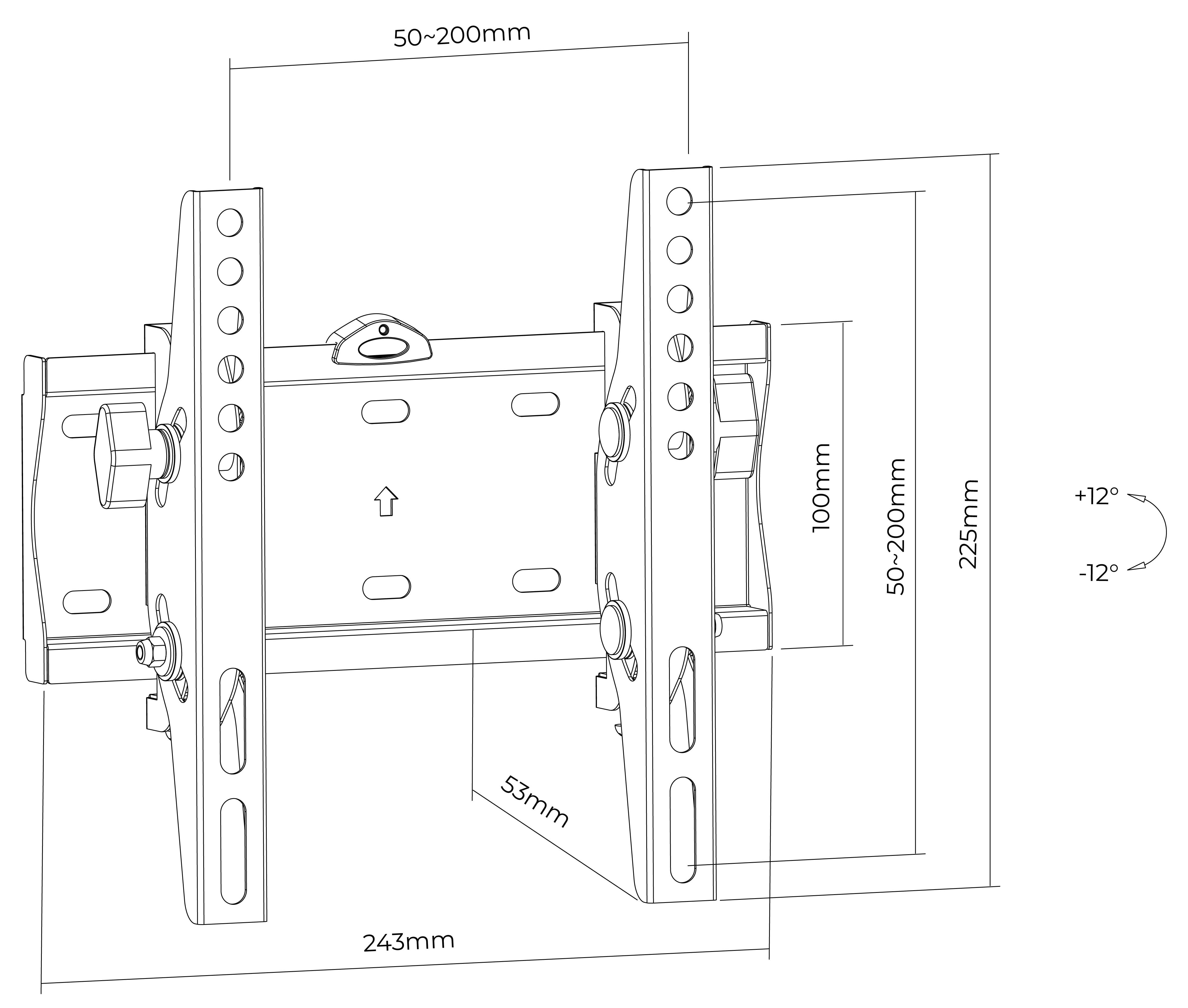 Rack Fijo con Inclinación para TV 32 a 43 Pulg / VESA Max 200x200mm / Carga 30 kg