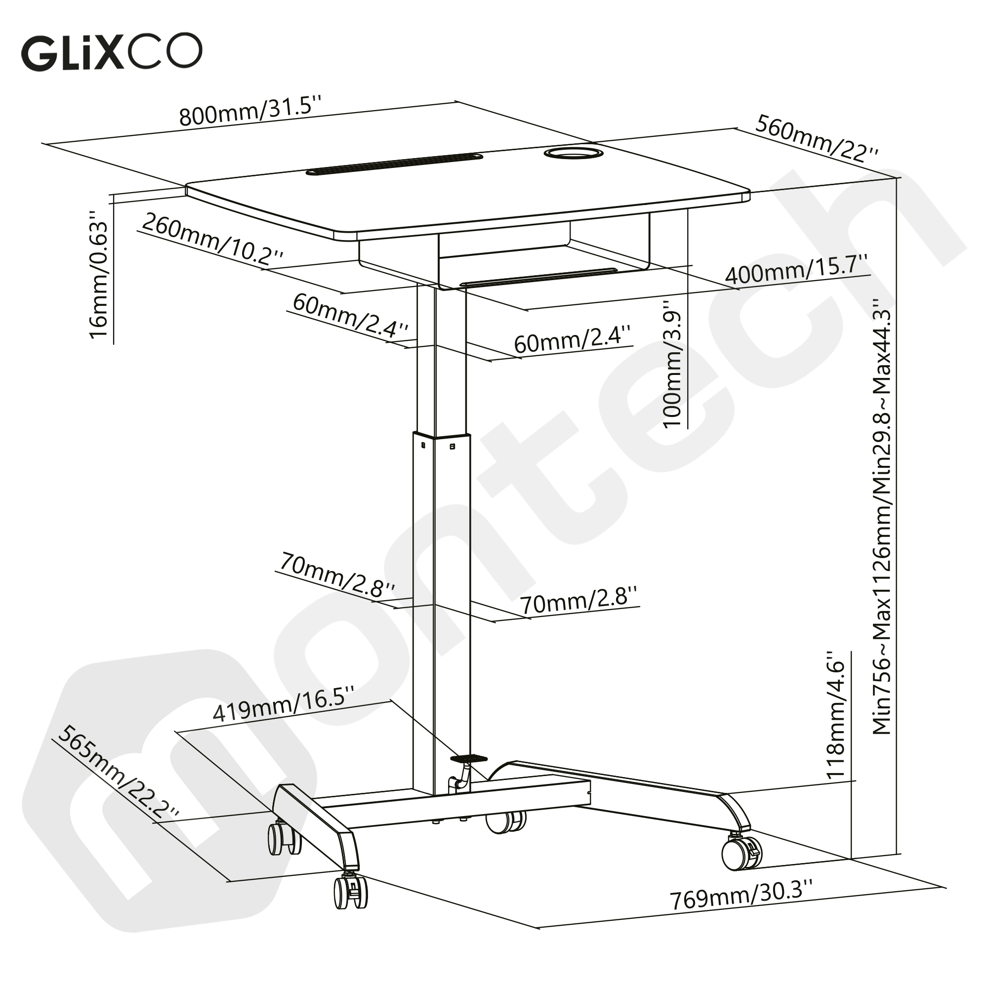 Estación de trabajo con Cajón / Altura regulable