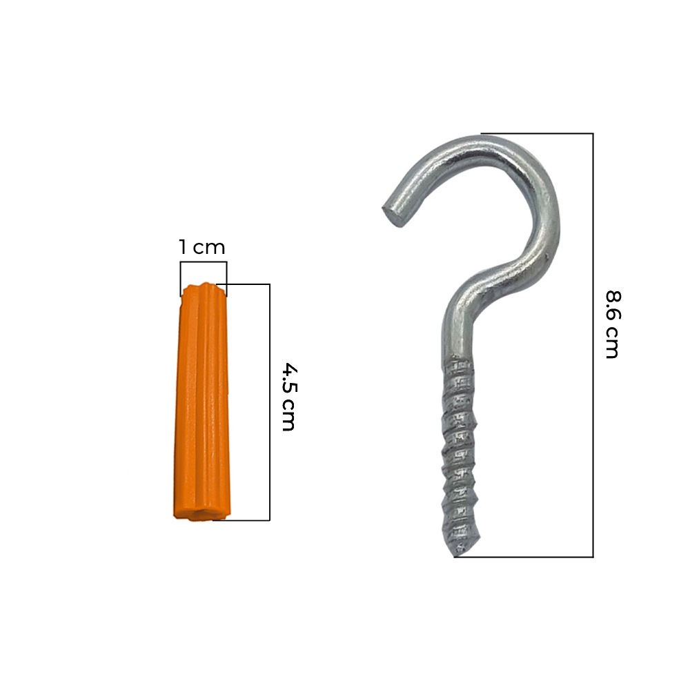 Gancho y Tarugo PVC Naranja para Ecran