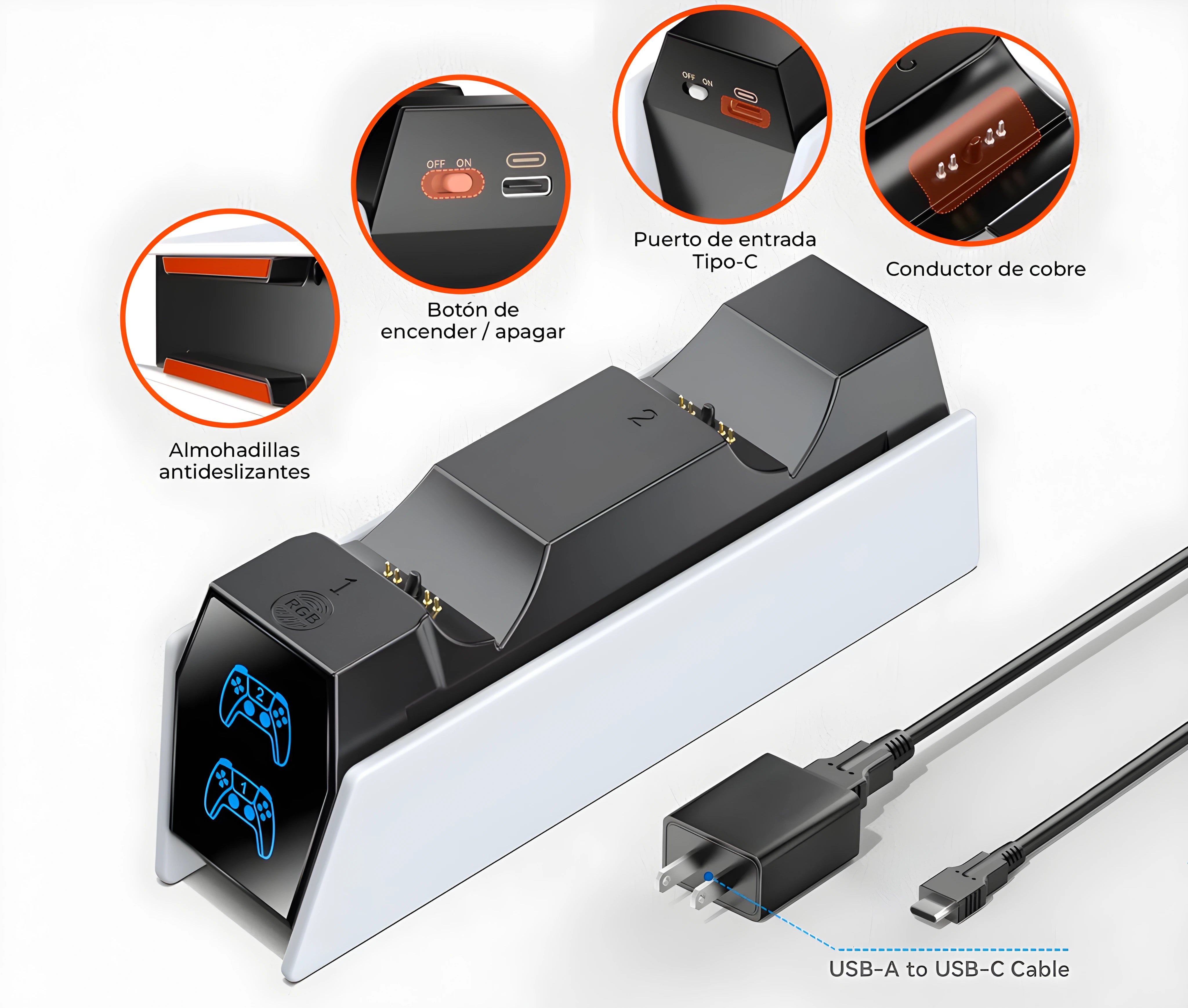 Cargador para Mandos de PlayStation 5 / PS5 - Estación De Carga Doble