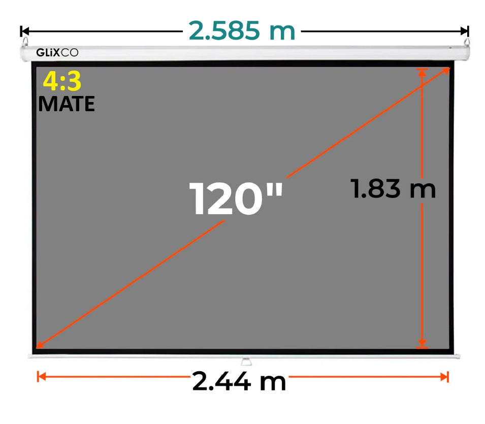 Ecran Gris Manual 120 Pulg (4:3) 2.44x1.83 m / MATE
