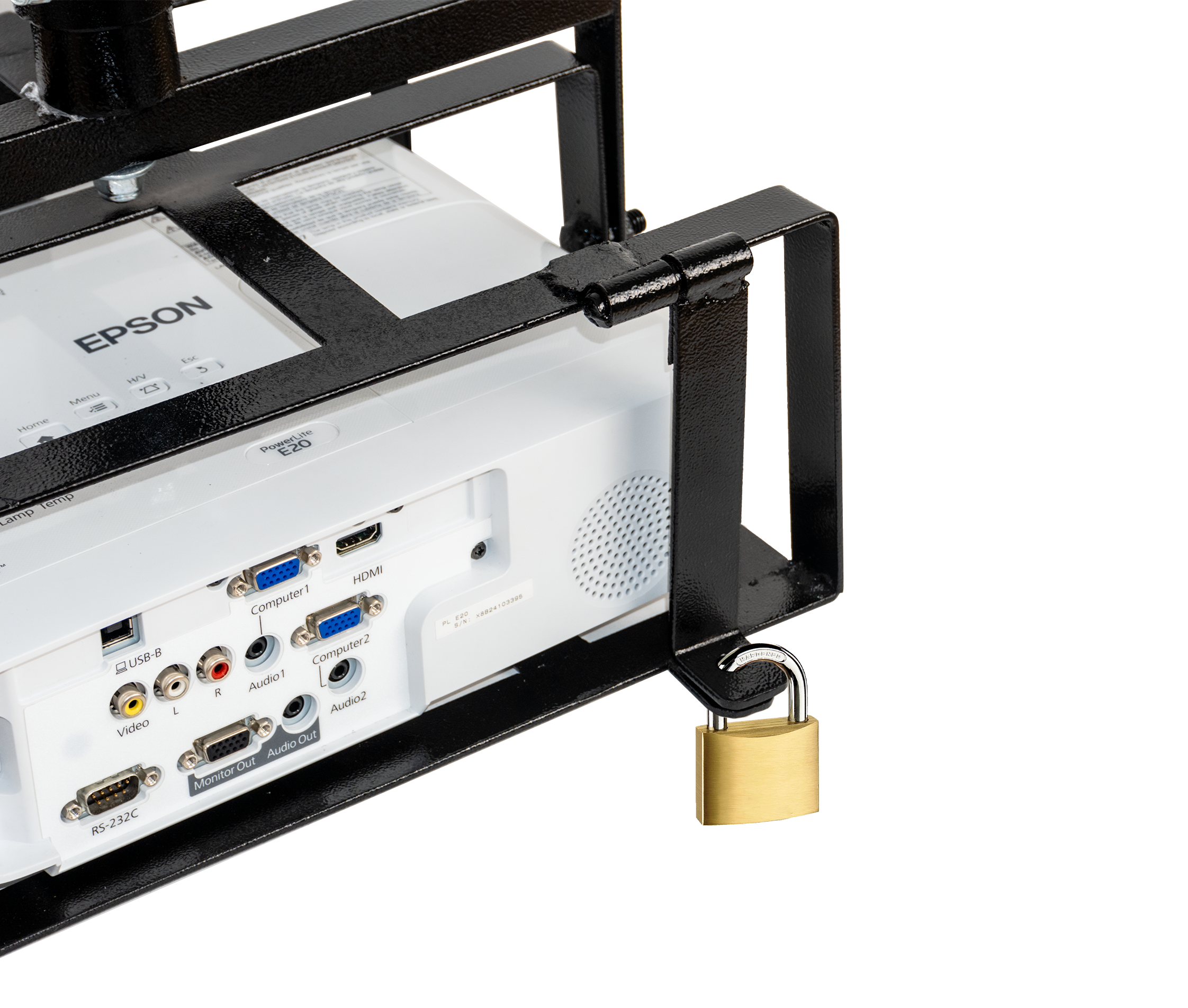 Soporte Techo para Proyector Tipo Jaula Antirrobo 34x28x13.8cm / Altura Tubo 38~63 cm