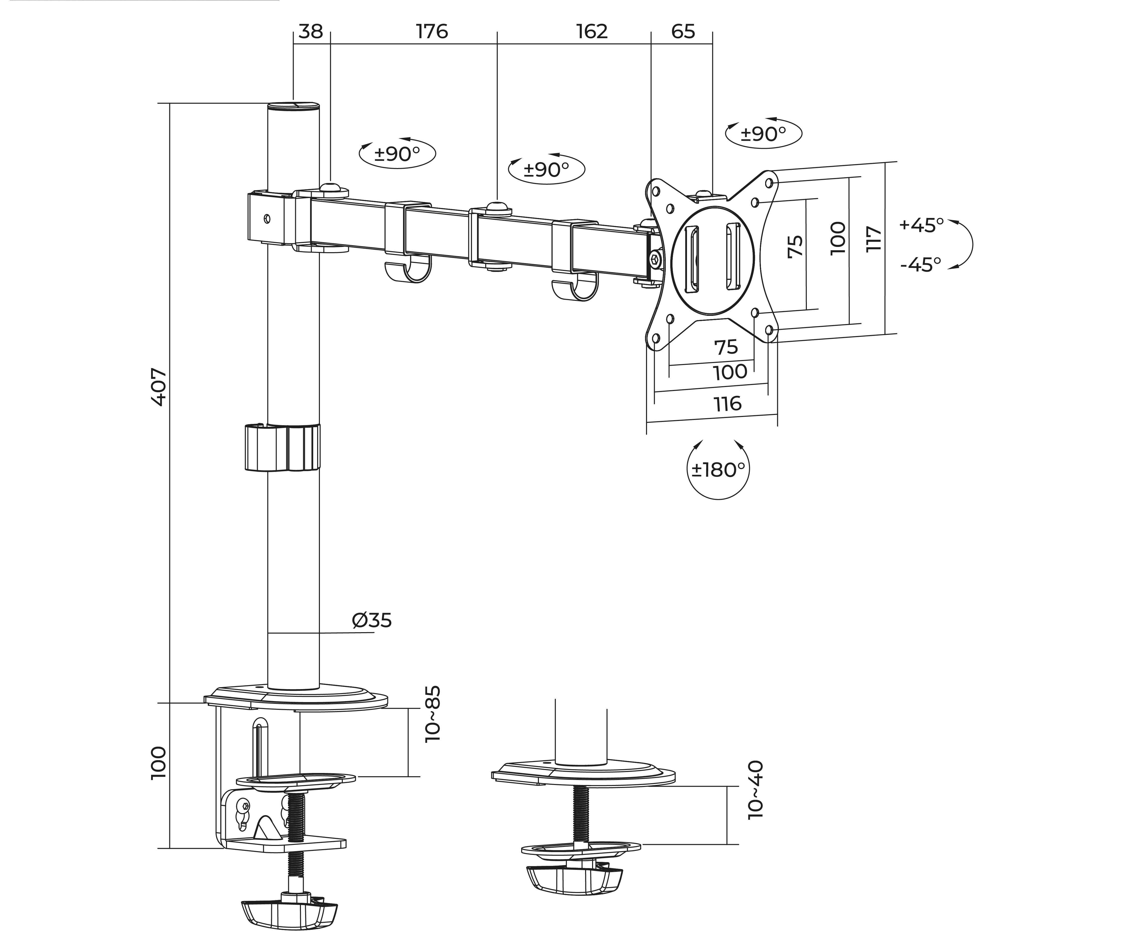 Rack Soporte de Escritorio para Monitor De 13 a 32 Pulg