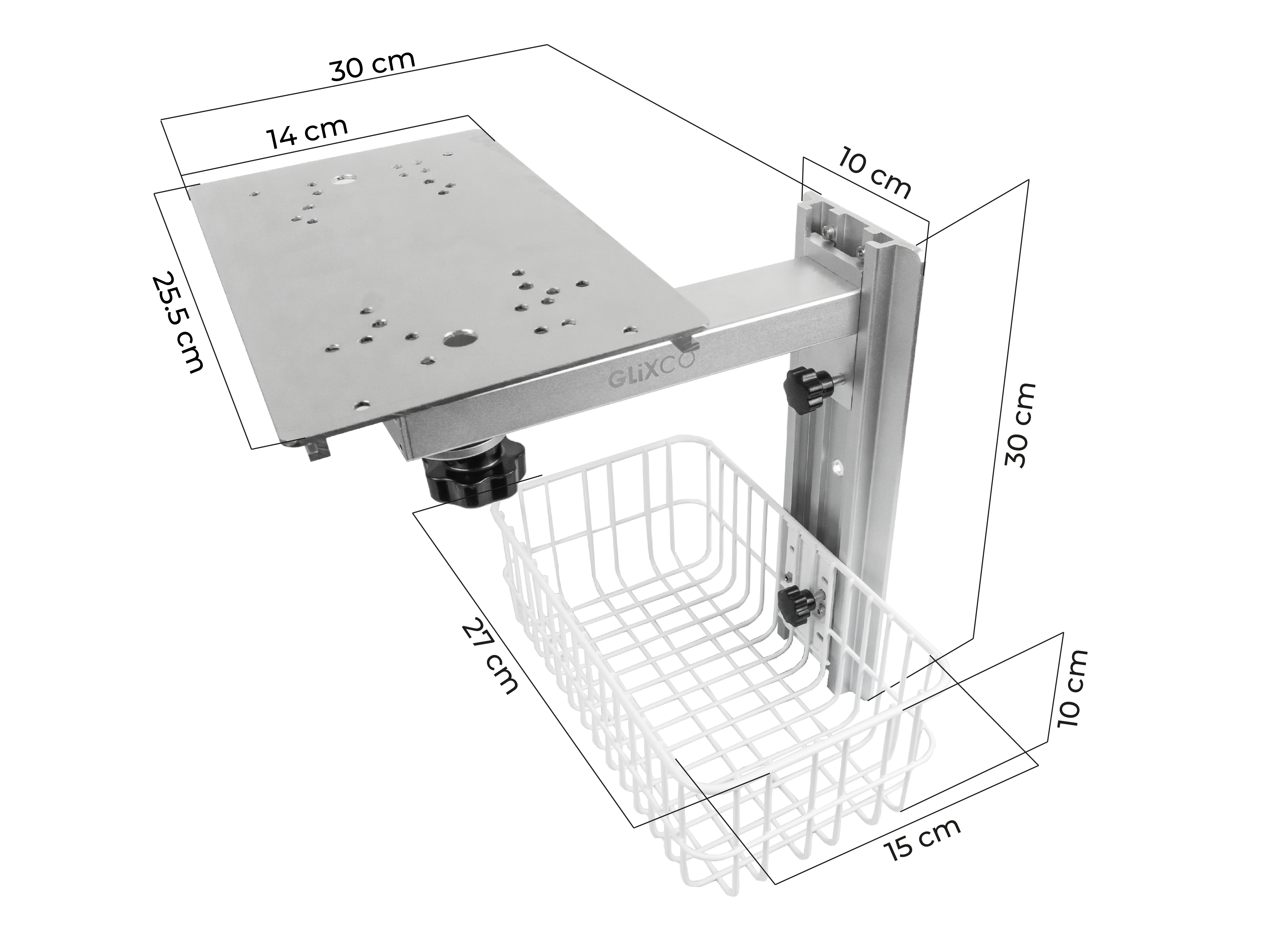 Soporte de Pared Brazo con Canasta para Monitor Medico Multiparametro / Altura regulable