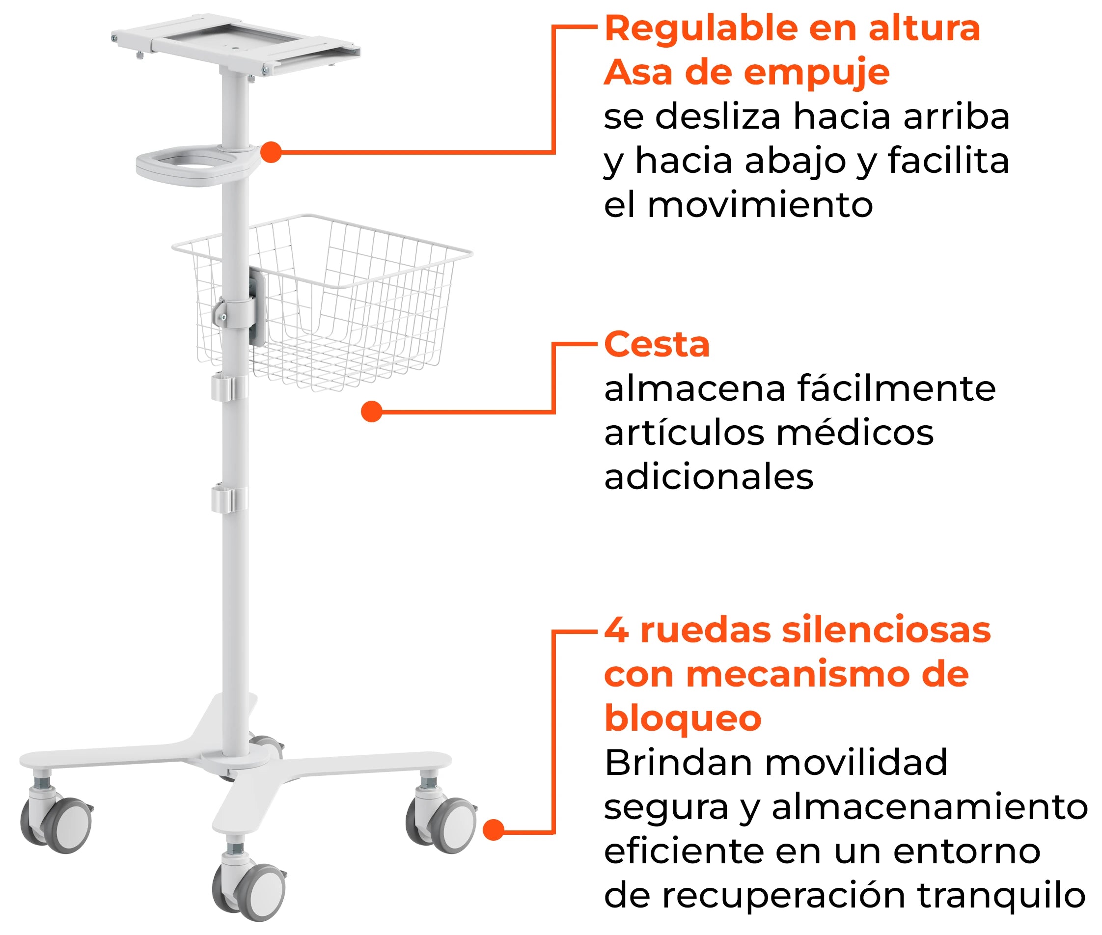 Carro para Monitor Medico Multiparametro