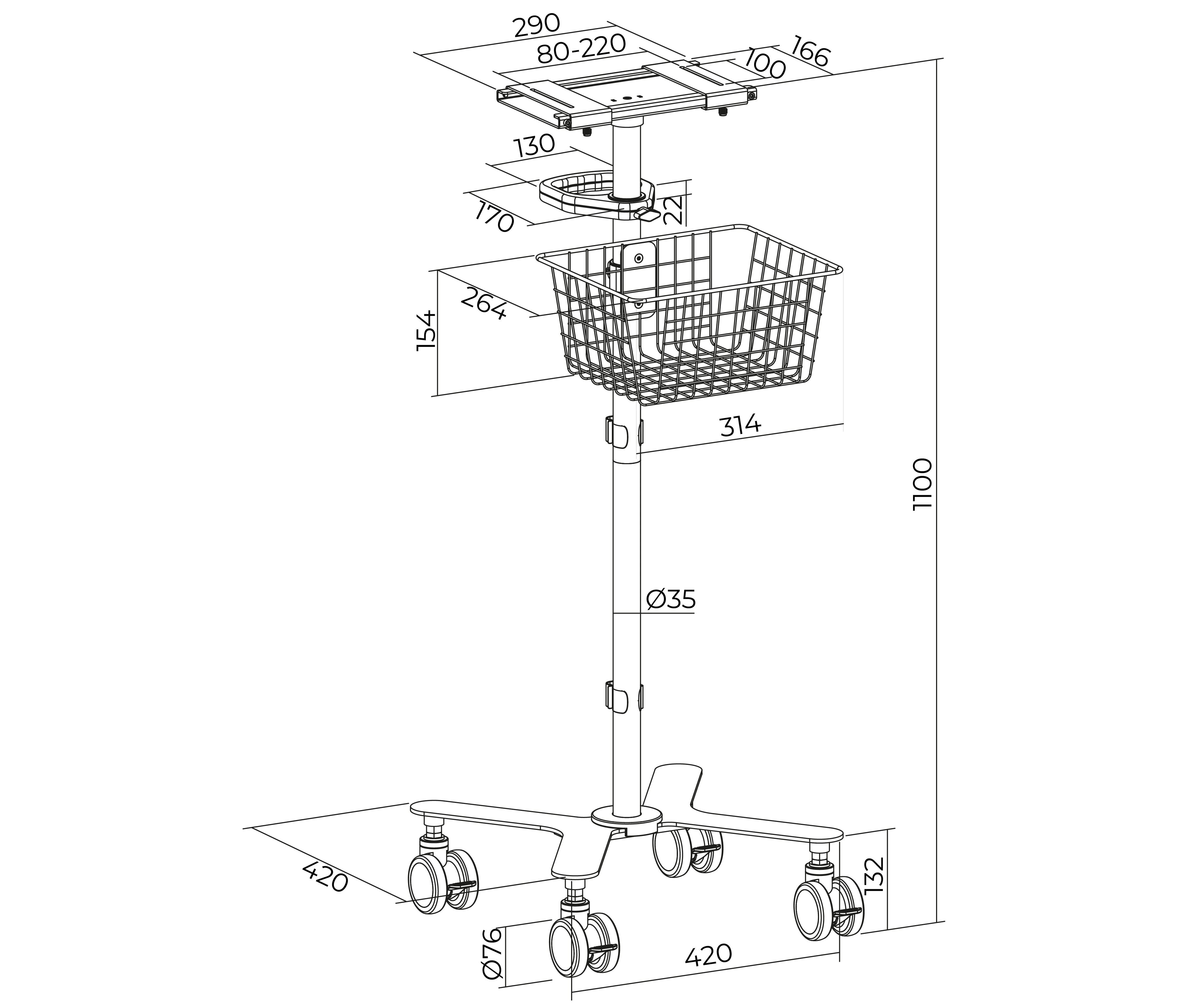 Carro para Monitor Medico Multiparametro