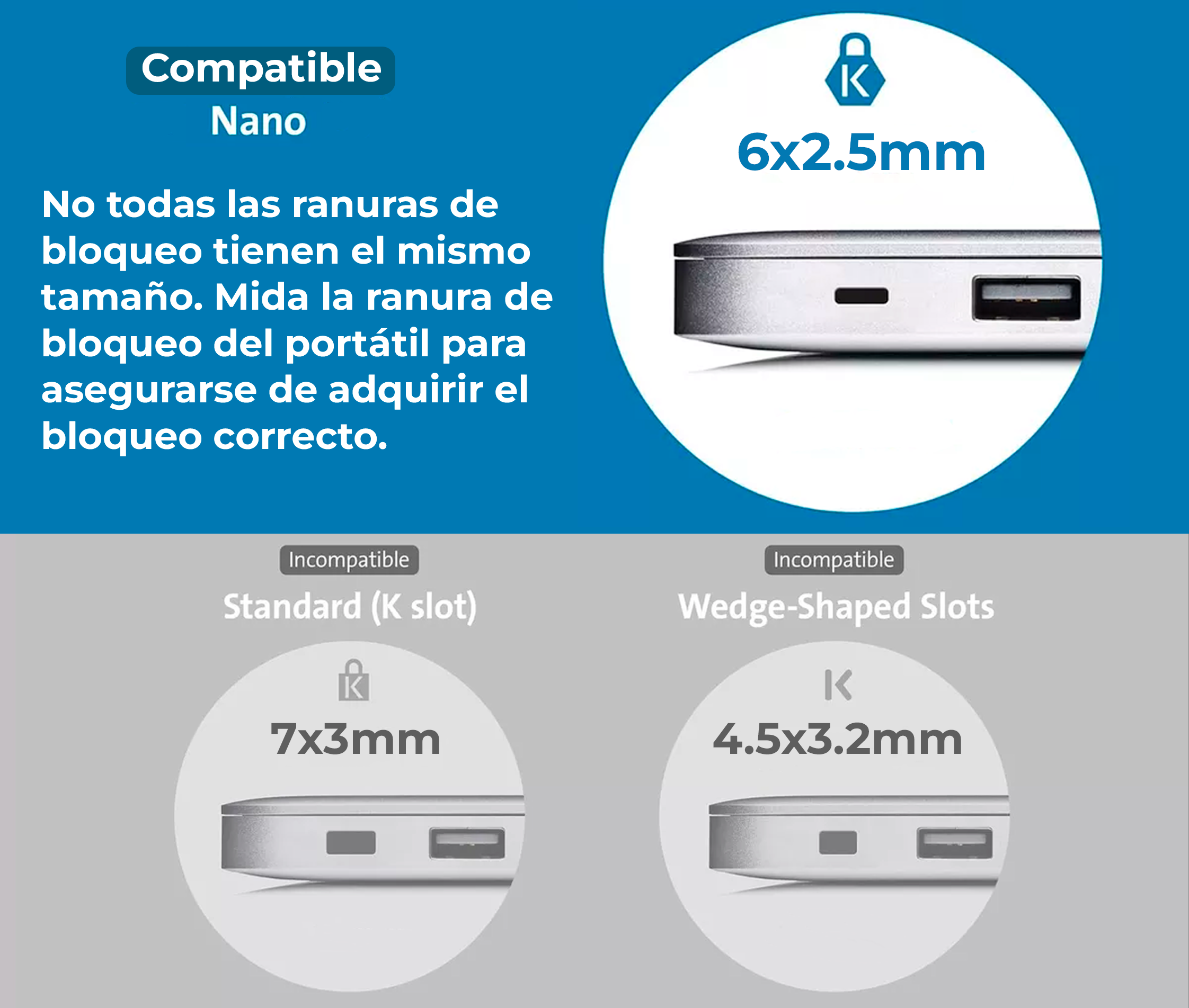Cable de Seguridad para Laptop con Clave 4 dígitos / 2 Mt / Ranura Nano