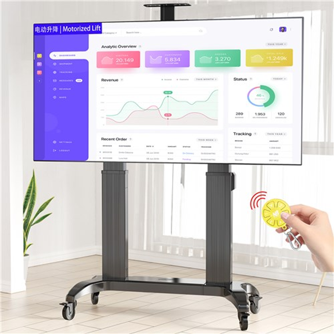 Pedestal Eléctrico Motorizado con Ruedas para TV 75 a 110 Pulg / VESA Max 1000x600mm / Carga 136 kg