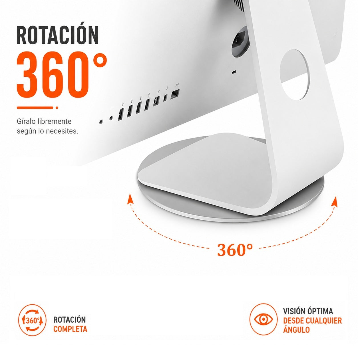 Base giratoria 360° para iMAC Monitor, Tablet / Aleación de Aluminio