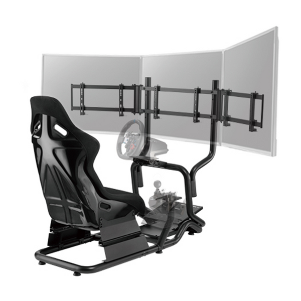 Butaca simulador PLAYSEAT Cabina para vídeo juegos de carreras para 3 pantallas 24 a 32 Pulg con Seguro Antirrobo