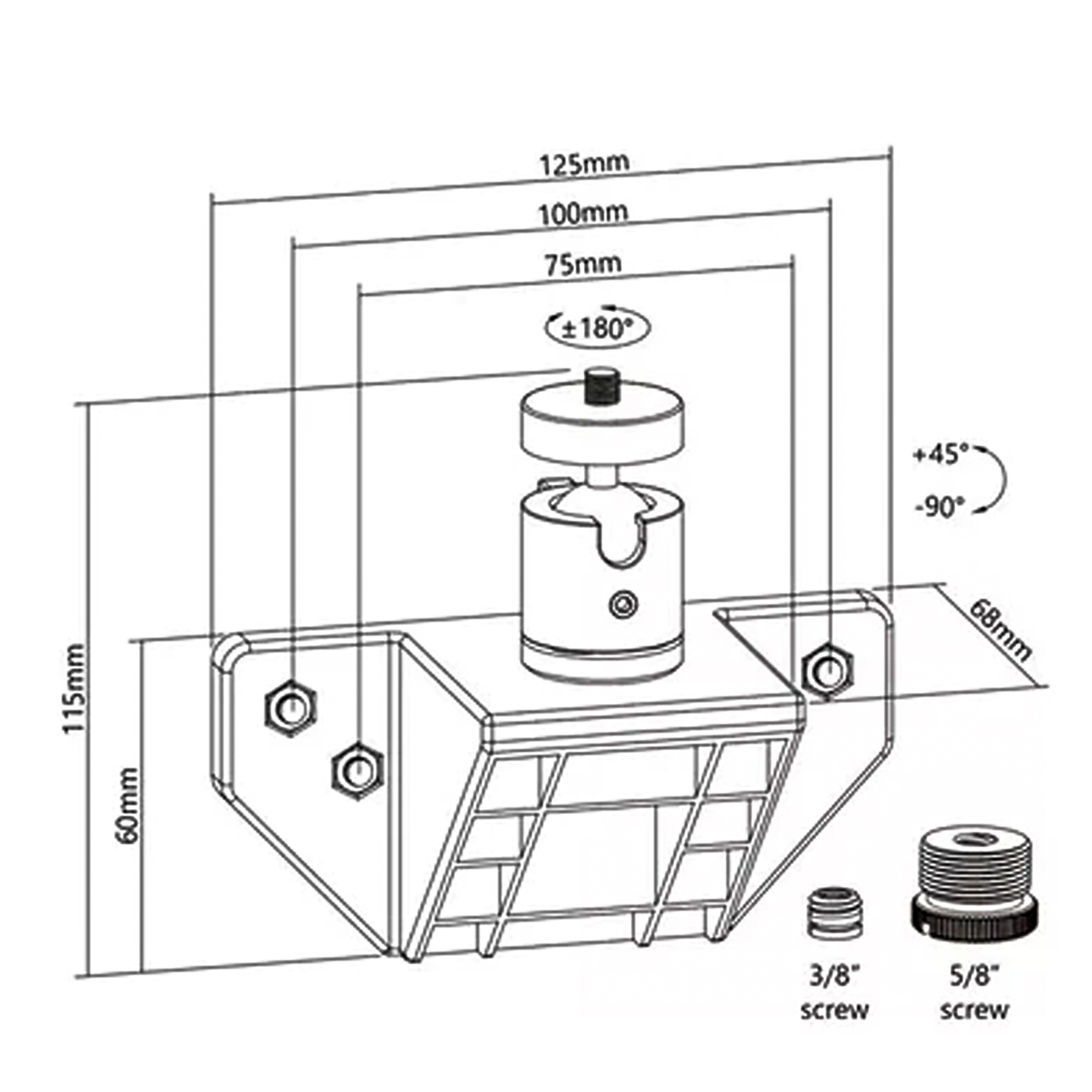 Rack para Cámaras / Tubo Extra Alto 80 cm / soporte con Rosca 3/8 y 5/8