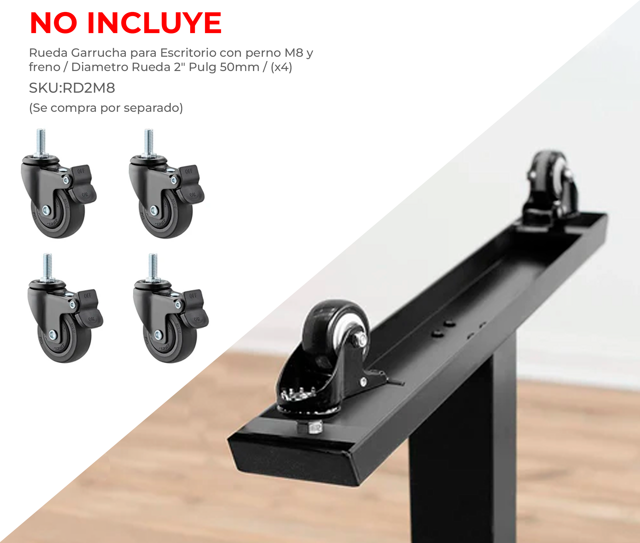 Escritorio con Altura Ajustable Manual / Tablero 120x60 cm / Espesor 15mm / Carga 70 kg