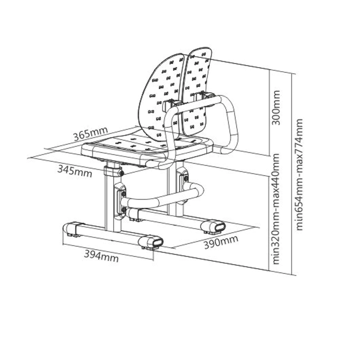 Silla Ergonómico Ajustable para Niños 3 a 13 años - Espaldar Divido