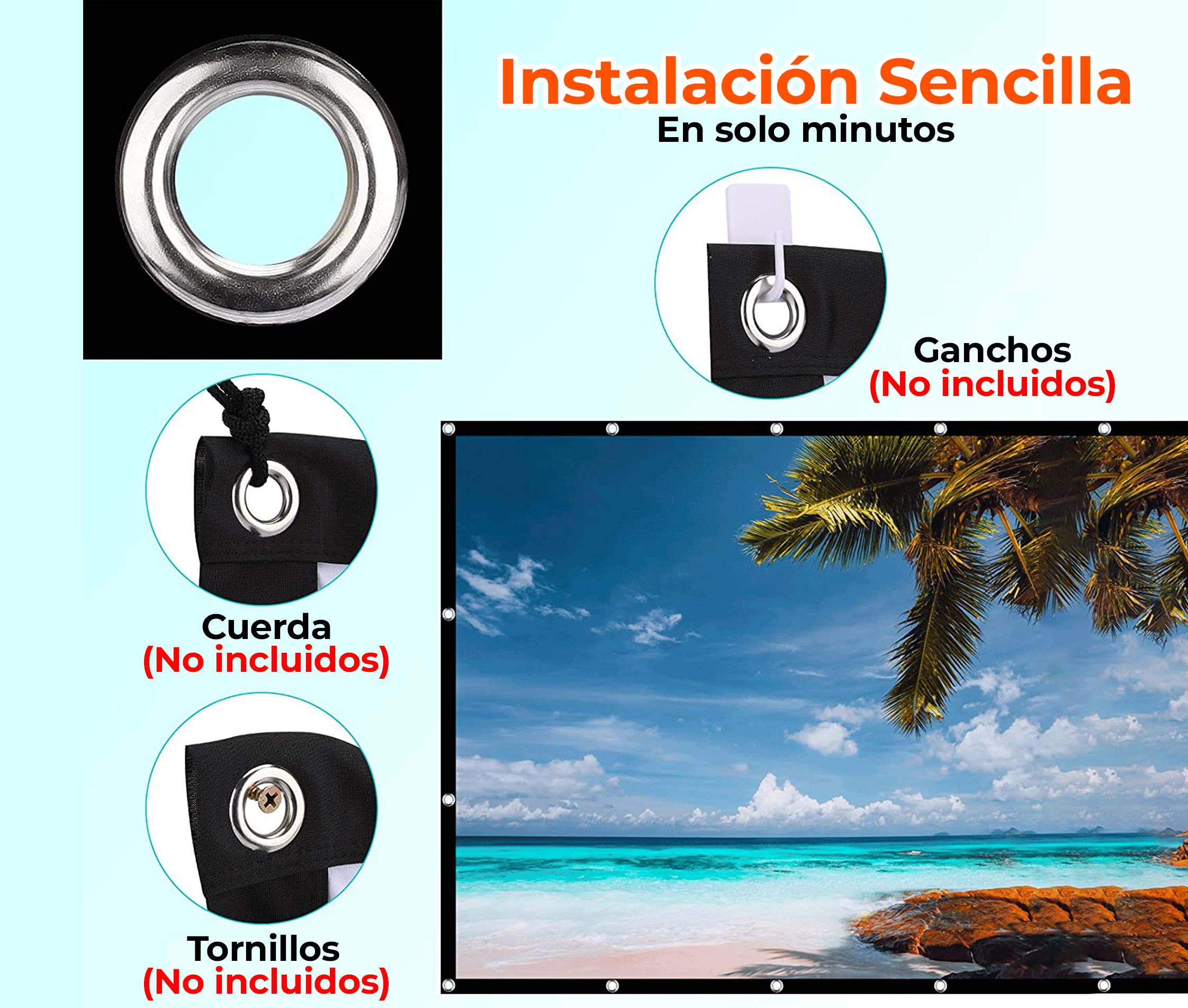 Ecran Tela Gris con Ojal 120 Pulg (16:9) 2.66x1.49 m / ALR