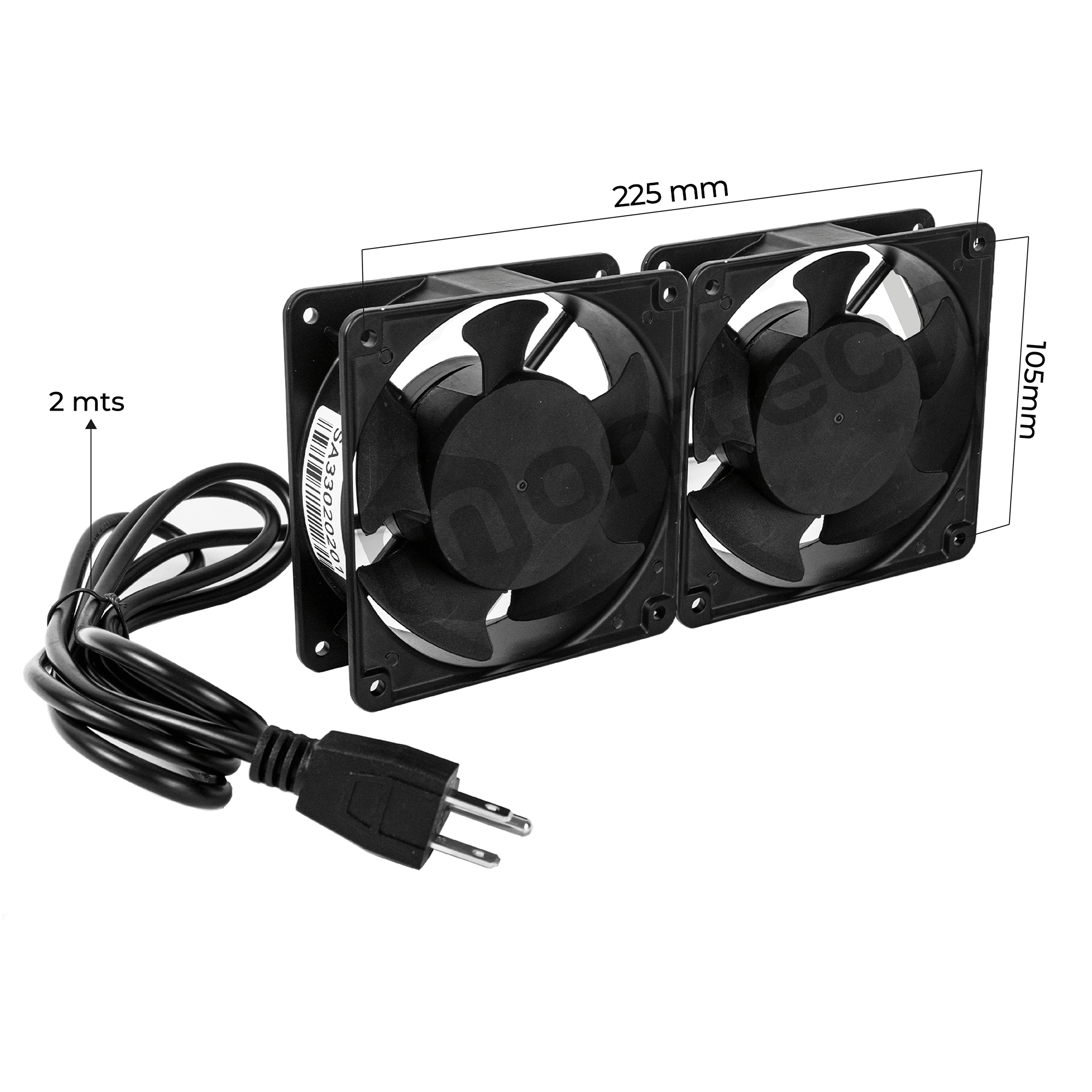 Kit de 2 Ventiladores para Gabinetes con Cable de Poder
