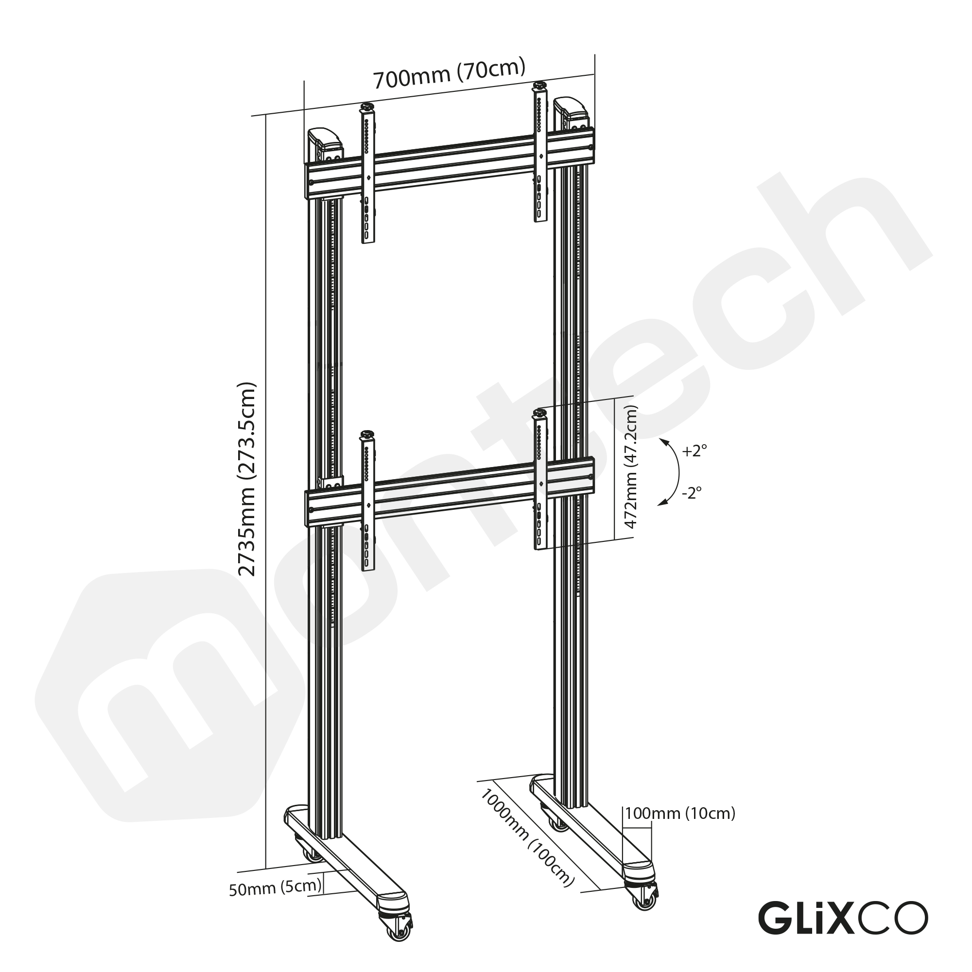 Pedestal para Doble Pantalla Videowall TV 40 a 65 pulg / VESA Max 600x400mm / Carga 50 kg