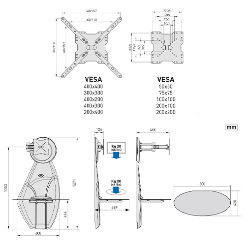 Mueble Flotante para TV 32 a 55 Pulg / VESA Max 400x400mm / Carga 20 kg