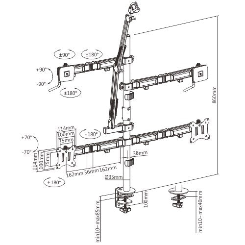 Montaje de Escritorio de Configuración de Estudio todo en 1 + Rack Doble Monitor