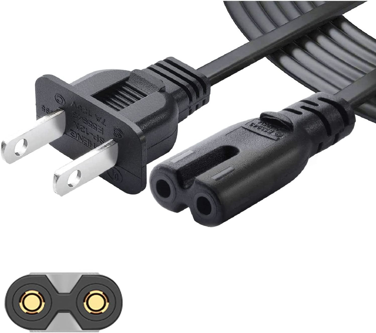 Cable de Poder de 3 Mts / Conector Tipo 8 / Certificación UL / 18 AWG / Ideal para Rack TV de brazo largo