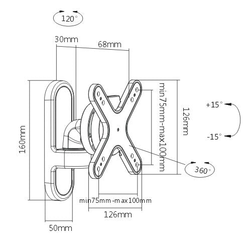Rack Soporte Semi Fijo con Inclinación para Monitor 13 a 27 Pulg / Alexa Echo Show 15