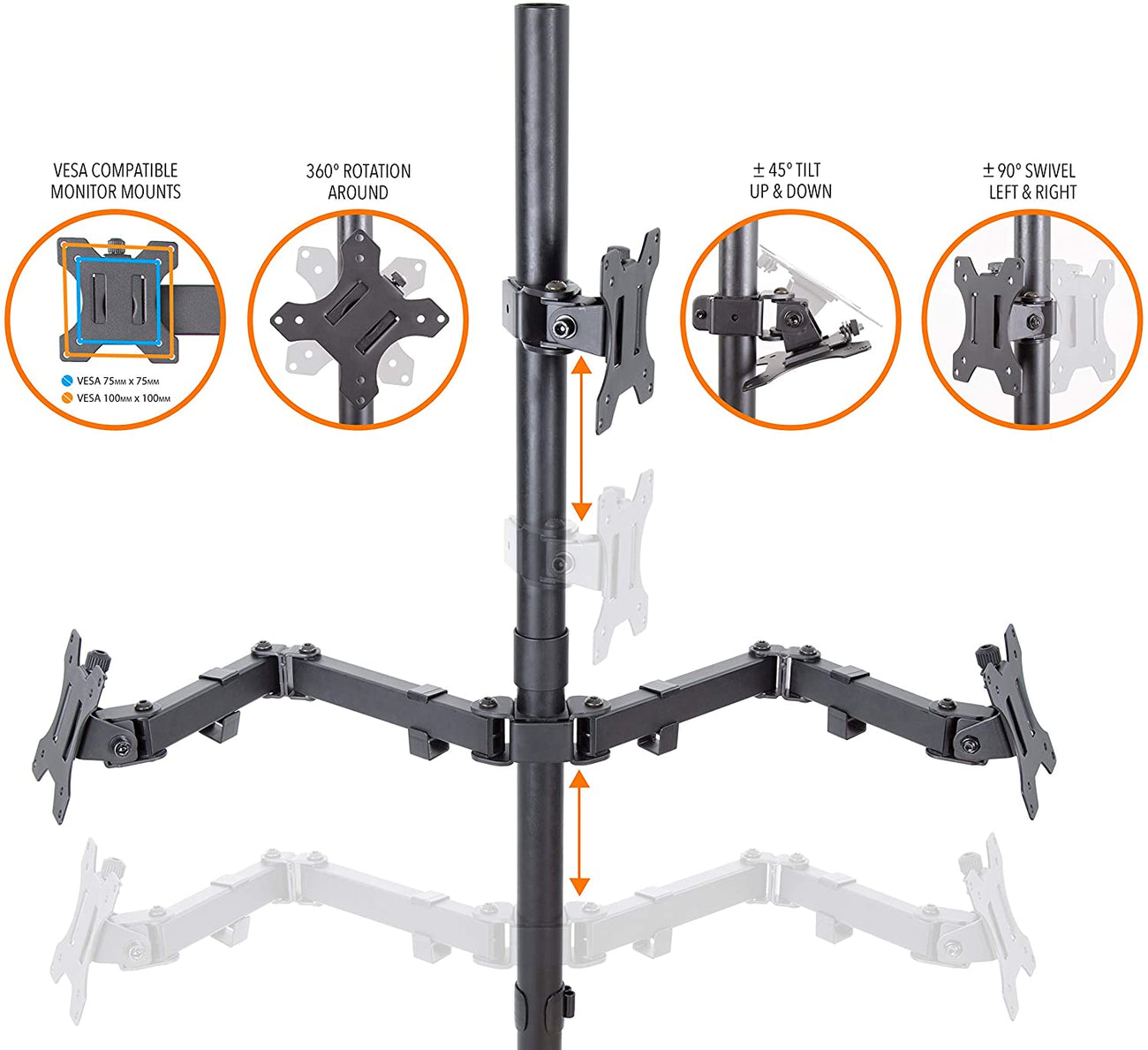 Rack Soporte Triple de Escritorio Para 3 Monitores de 13 A 32 Pulgadas