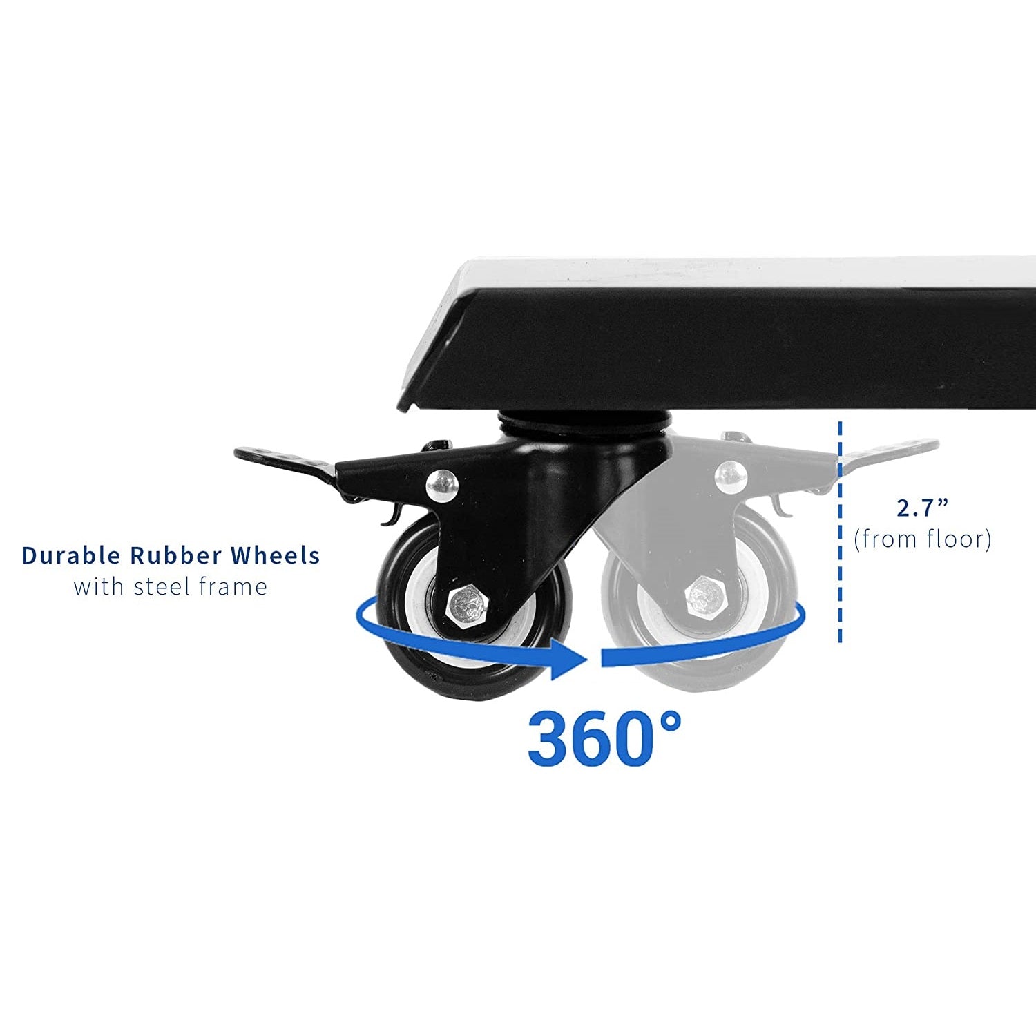 Rueda Garrucha 2" Pulg (50mm) con perno M10 y freno / (x4)